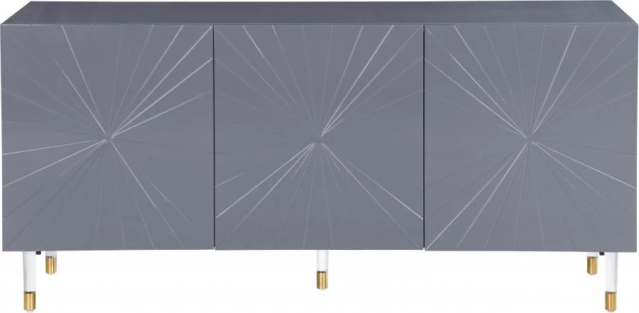 Grey Lacquer Sideboard/Buffet w/Acrylic Legs Meridian Furniture Starburst