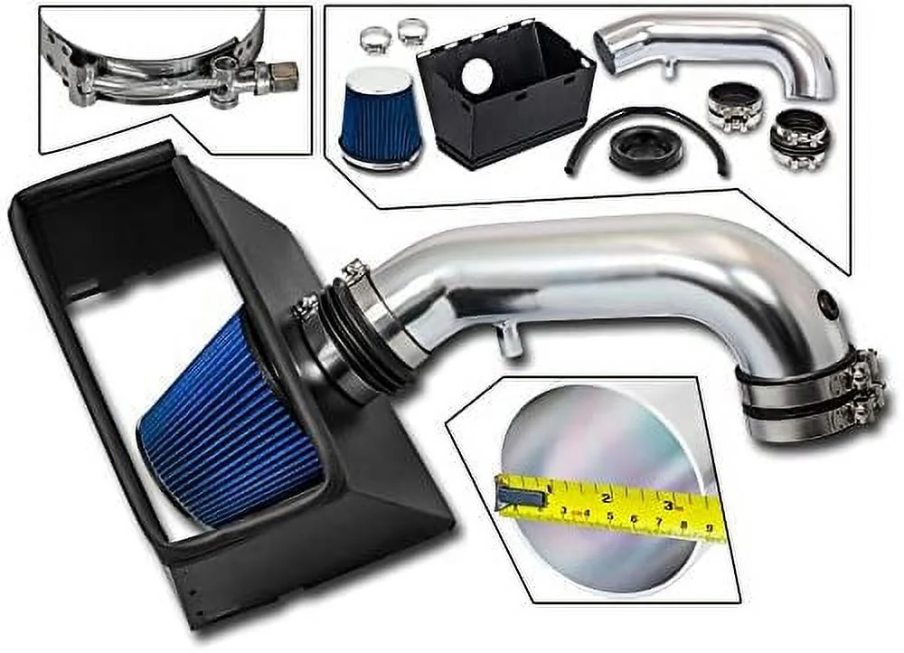 Cold Air Intake System with Heat Shield Kit + Filter Combo BLUE Compatible For 09-15 Dodge Ram 1500/09-11 & 13-15 Dodge Ram 2500/09 & 11 Dodge Ram 3500 HEMI 5.7L V8