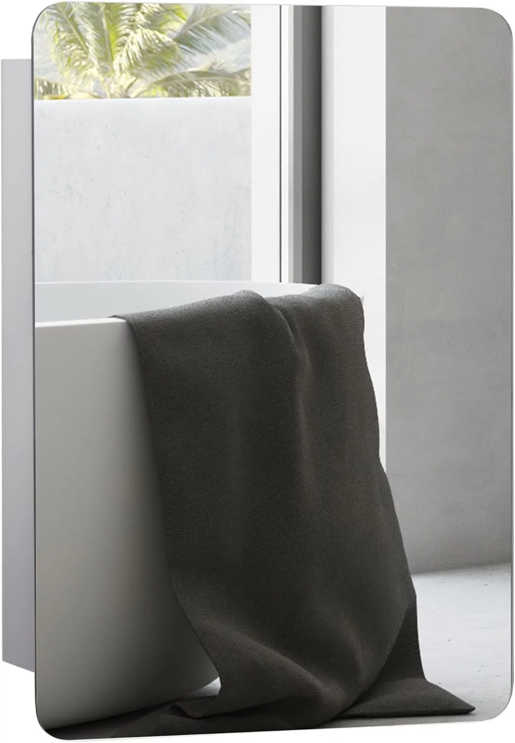 kleankin 18'' x 26''/46cm x 66cm Wall Mount Bathroom Medicine Cabinet Mirror Sliding Door with 3-Tier Storage Shelf, Stainless Steel, for Living Room Bedroom Office