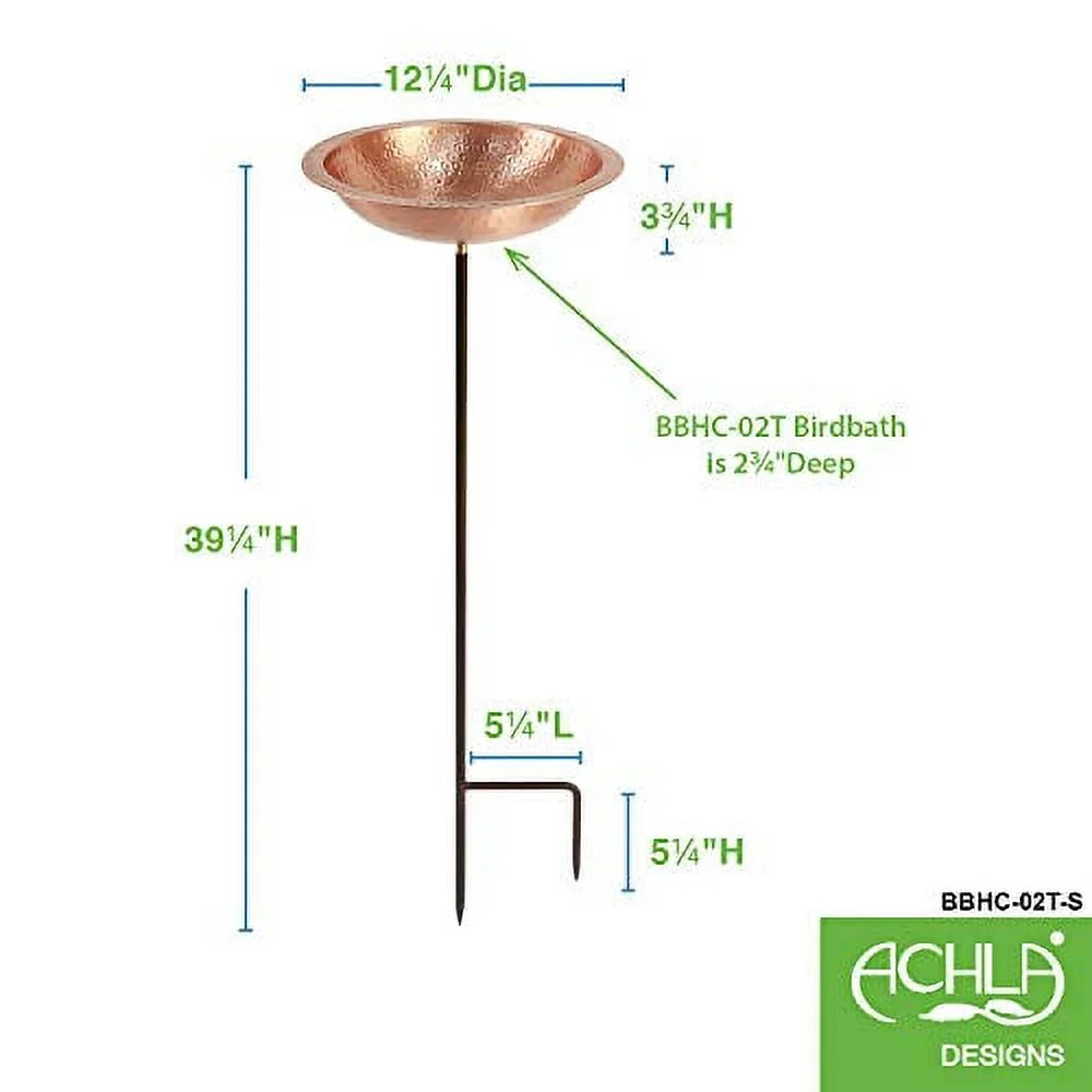 Achla Hammered Solid Copper Bird Bath with Stake