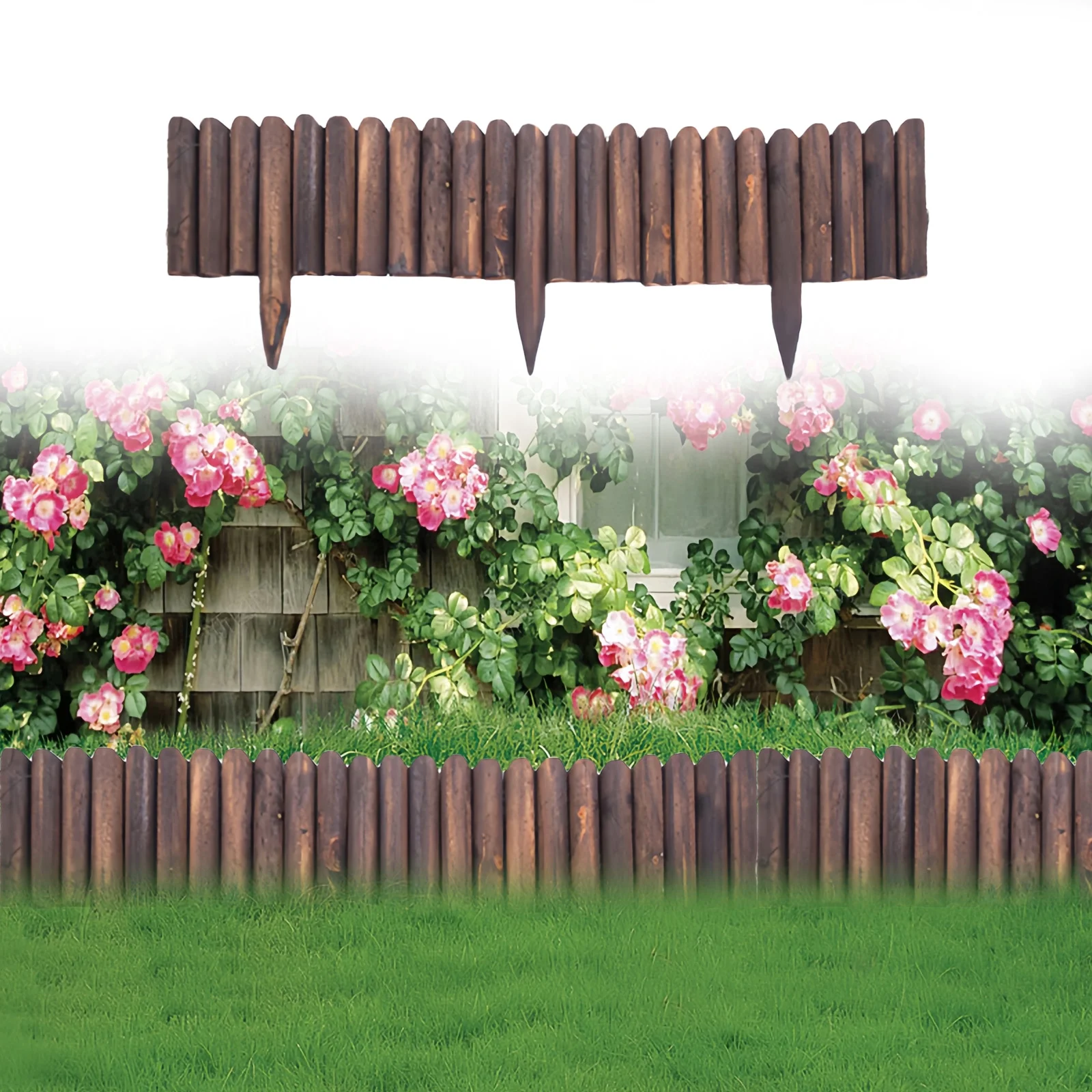 Garden Wooden Fencing-  2-Pack  Wood Landscape Edging Border  Sturdy  Wood Border Edging  Easy to Install Wooden Yard Fence 19.68