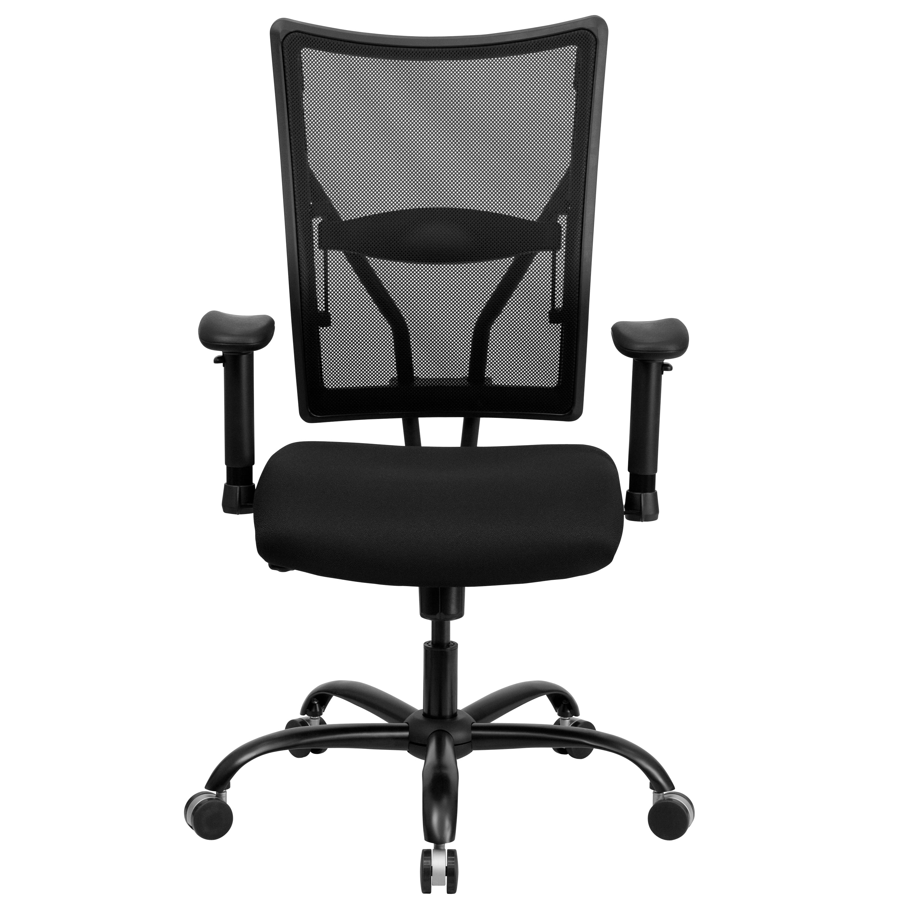 Emma + Oliver 400 lb. Big & Tall Black Mesh Swivel Ergonomic Office Chair with Adjustable Arms