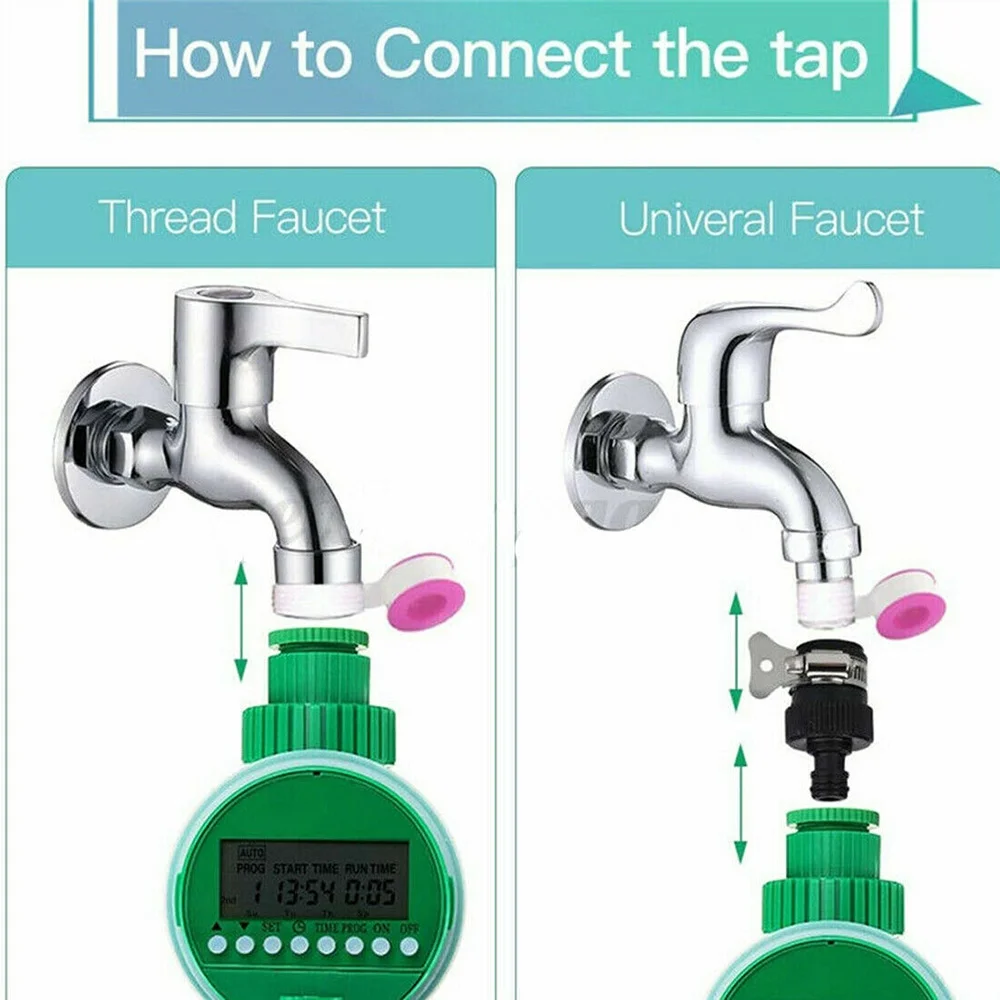 KKMOL Electronic Water Timer Garden Irrigation Controller Smart Watering System LCD Waterproof Auto On Off Water Faucet Green