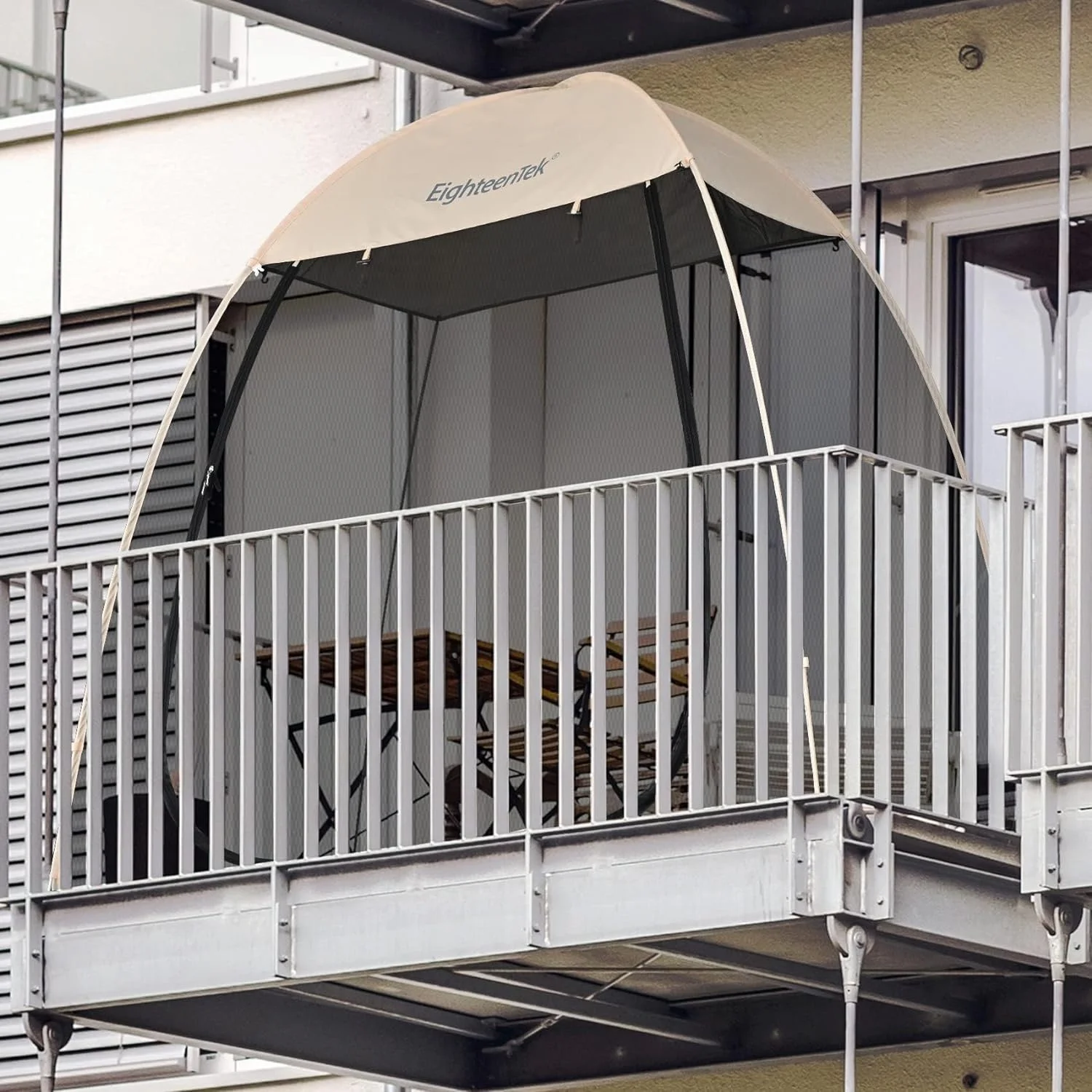 Beige Pop-Up Screen House, 7'x4'x6.5' - Outdoor Sun Shade Shelter Gazebo with Mesh Walls, Non-Waterproof Canopy Tent for Camping & Backyard