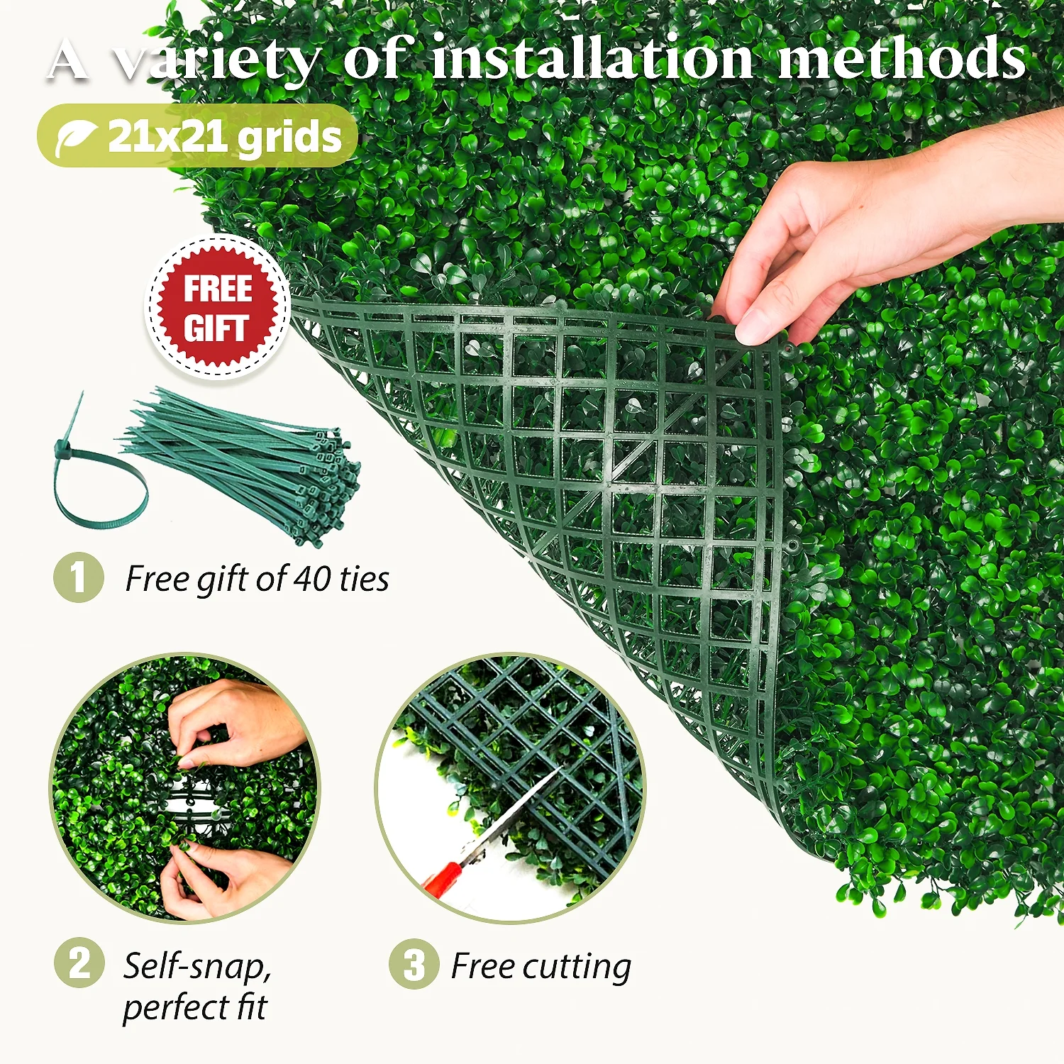 Artificial Boxwood Grass Wall 12 PCS 20”X20”Privacy Fence Panels Greenery Backdrop Wall