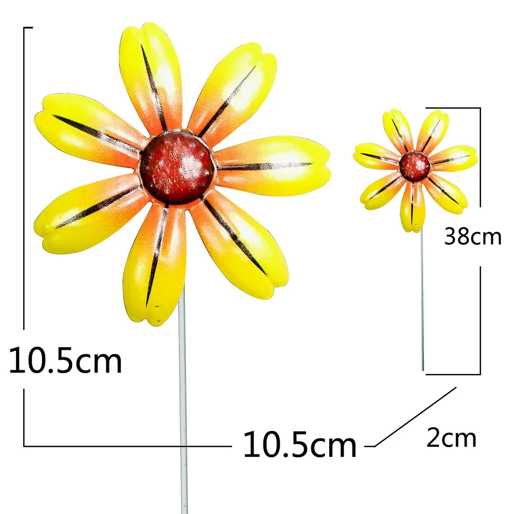 Metal Flower Stakes Art Sculpture Outdoor Iron Ornament For Garden/Home Decor
