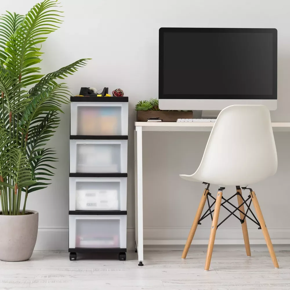 YZL 4 Drawer Storage Cart with Organizer Top Black,Plastic Organizers and Storage, Rolling Storage Cart for Classroom Supplies, Storage Organizer for Art Supplies…