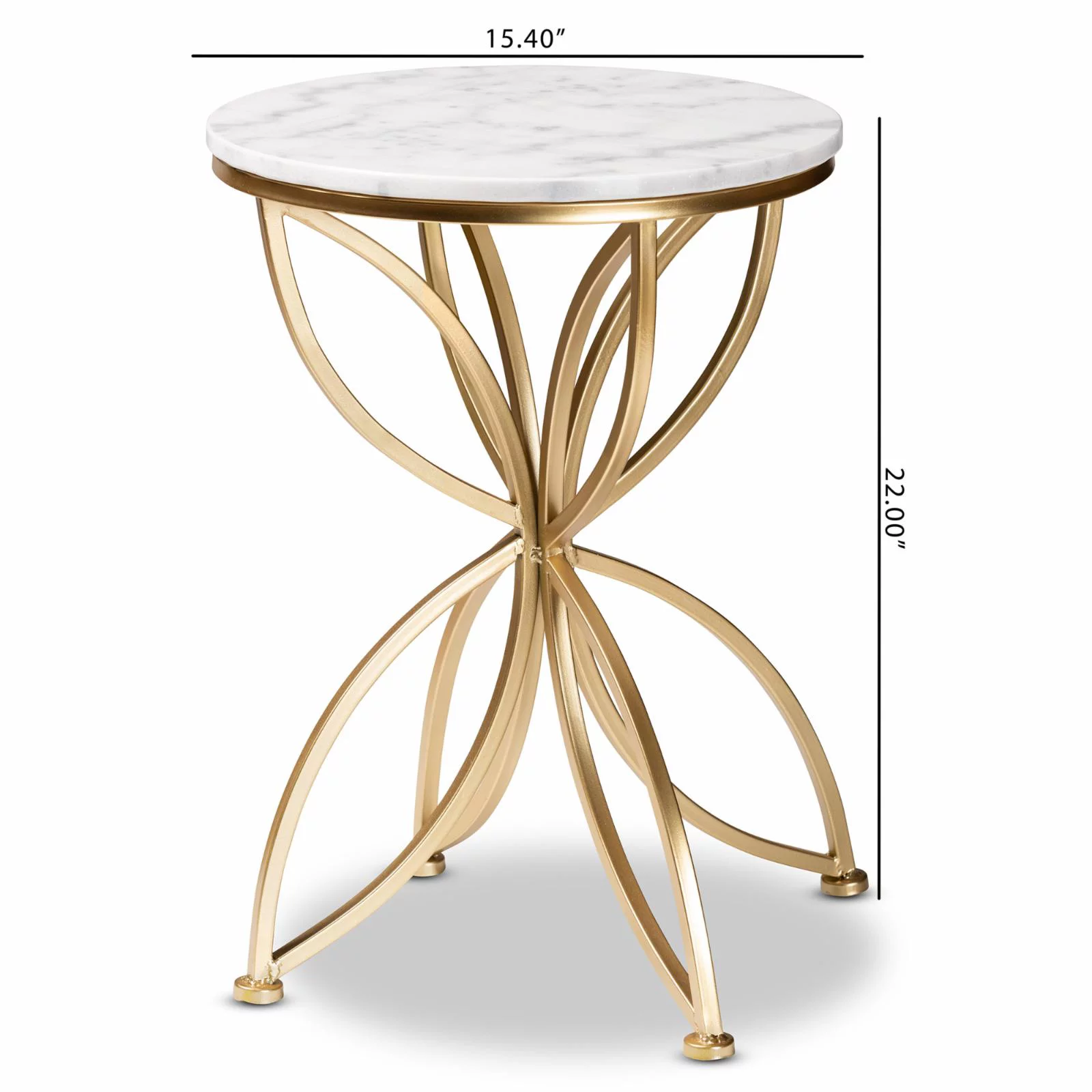 Baxton Studio Jaclyn End Table With Marble Tabletop, 22