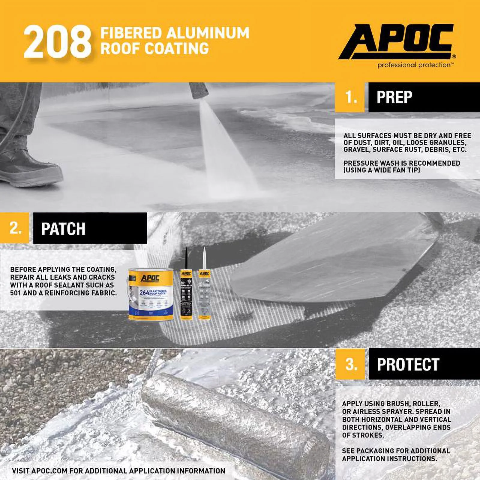 APOC High-Gloss Silver Fibered Aluminum Roof Coating 1 gal