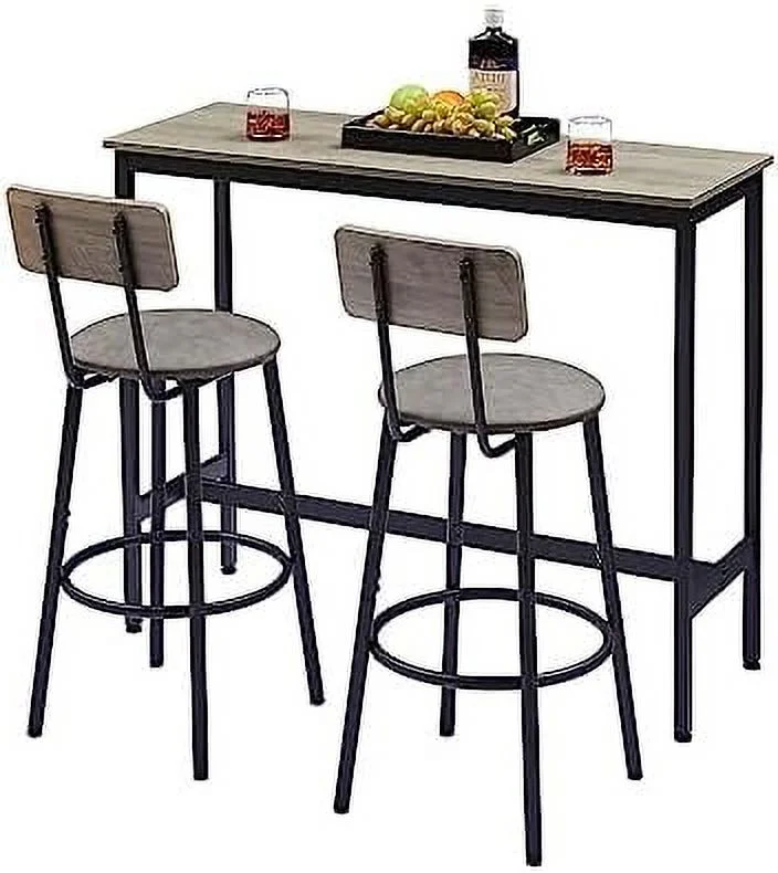JDZHAPPYLIFE 3 Piece  Table and Chairs Set  43.3\u201D Dining Table Set Kitchen Counter with 2 PU Leather Back  Chair Industrial Counter Height Table and Chairs for Restaurant Living Room