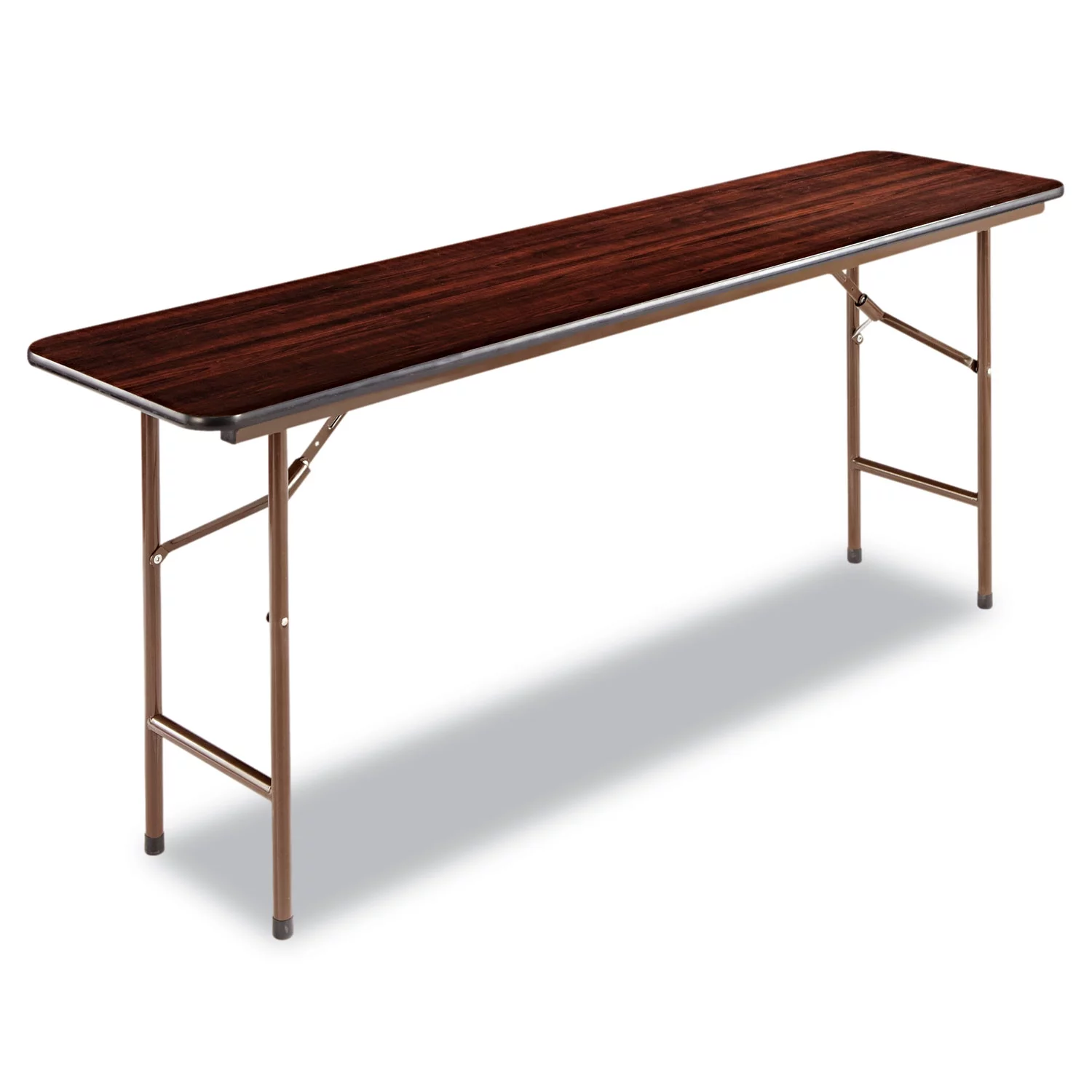 Alera Wood Folding Table, Rectangular, 71 7/8w X 17 3/4d X 29 1/8h, Mahogany