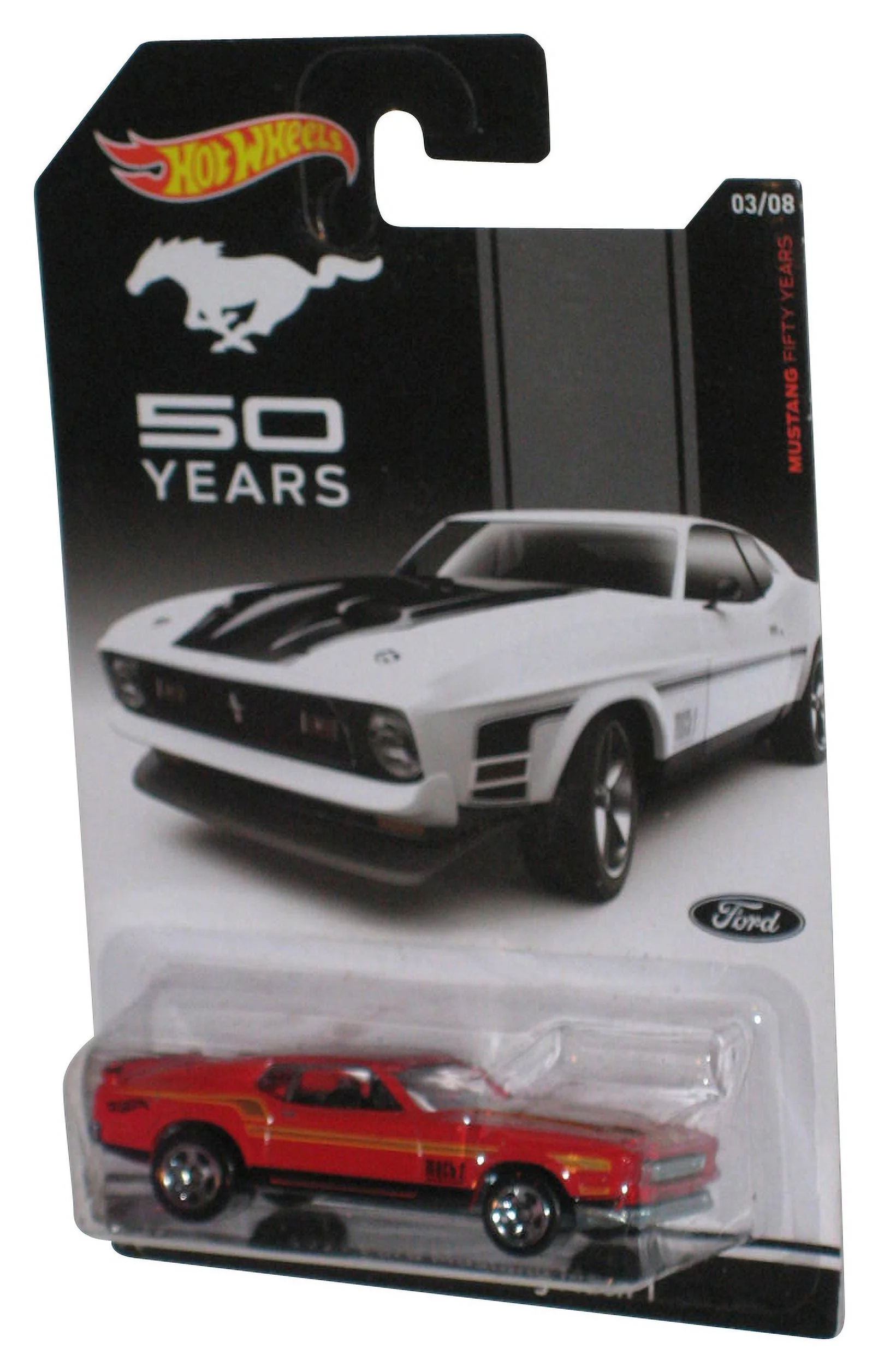 Hot Wheels 50 Years Red 1971 Ford Mustang Mach 1 (2013) Mattel Toy Car 3/8