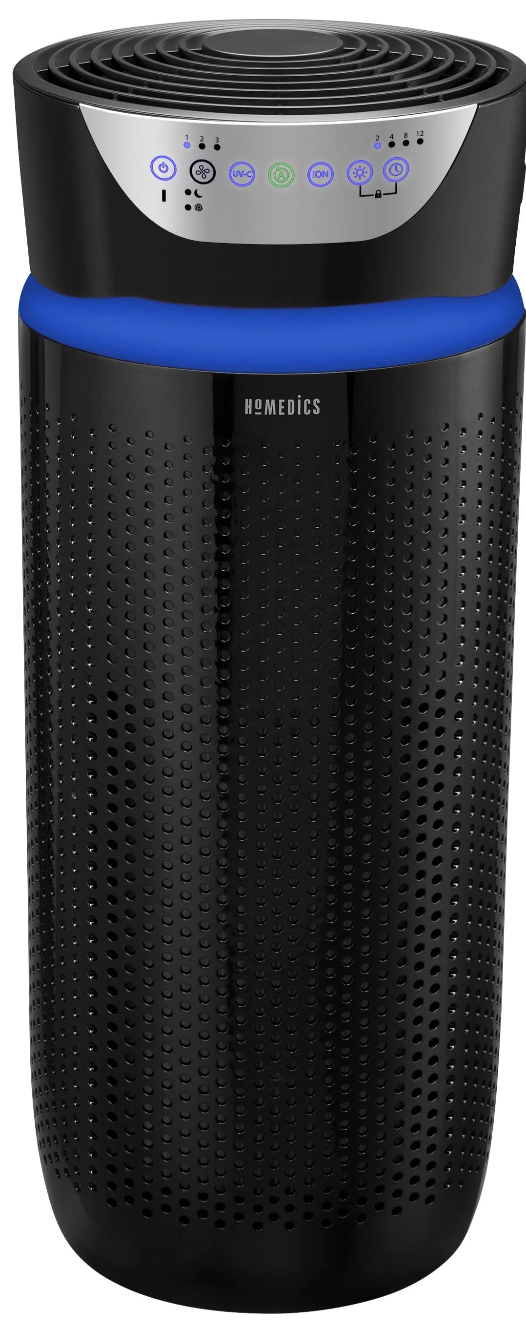 Homedics Total Clean Deluxe Tower Air Purifier , HEPA Air Purifier, UV-C 5-in-1 Extra-Large Room Air Purifier for Viruses, Bacteria, Allergens, Dust, Germs,(Black) T45