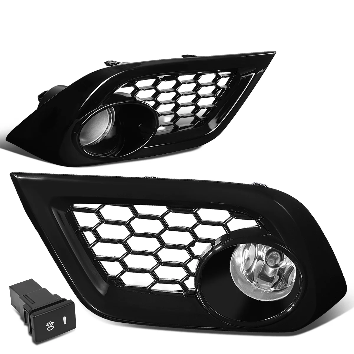 DNA Motoring FL-ZTL-305-CH For 2016 to 2018 Toyota Scion Corolla IM Pair OE Style Fog Light Replacement w/ Bezel + Switch Clear 17