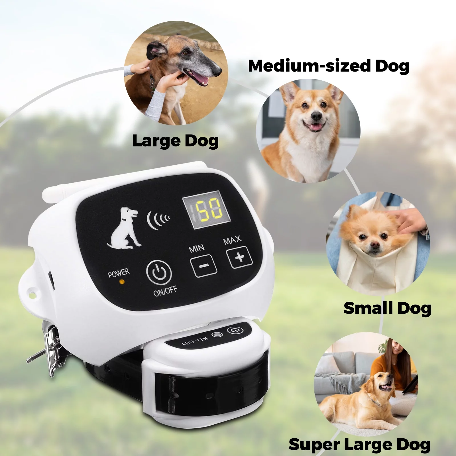 Wireless Dog Training Collar Boundary Containment System, Dog Boundary Containment System Radius Remote Control Transmitter, 3-Dog System, Wired Transmitter and Wireless receiver