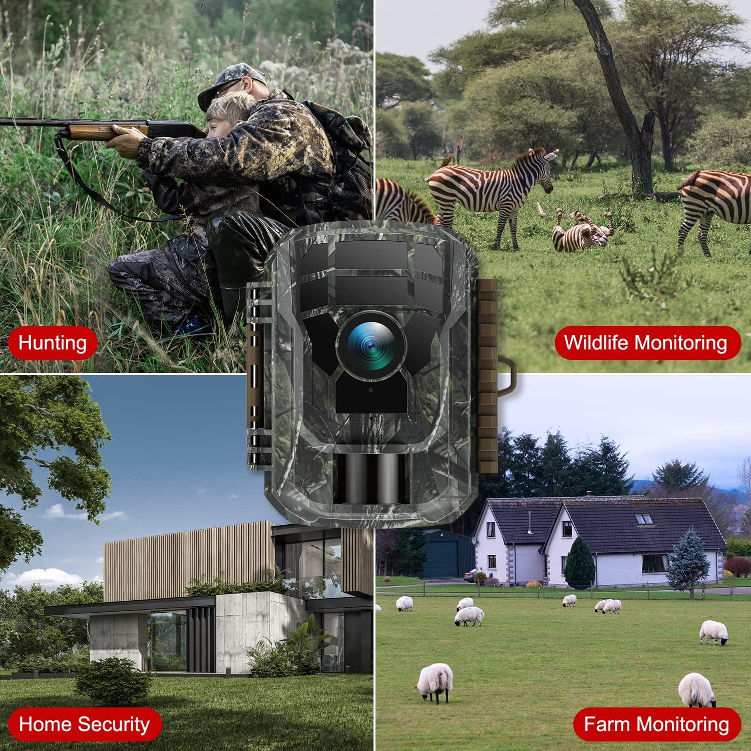 CAMPARK Trail Camera with SD Card 24MP 1080P Game Hunting Deer Camera Night Vision Motion Activated