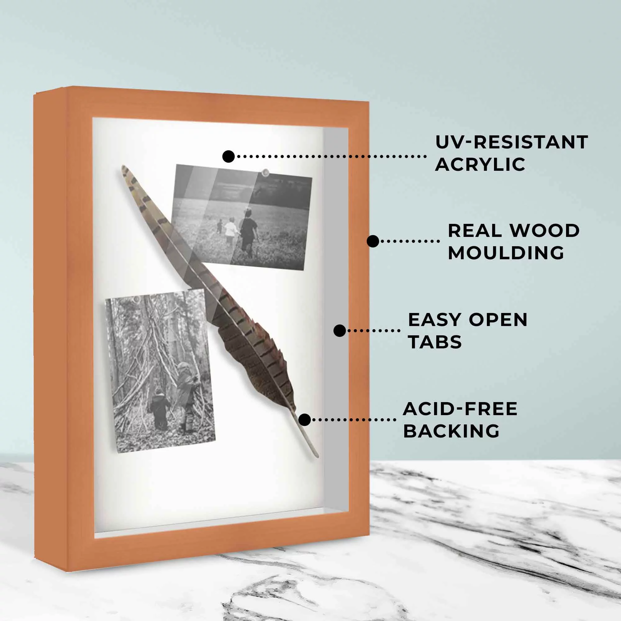 14x18 Shadow Box Frame Brown | 1.625 inches Deep Real Wood Traditional Shadowbox Display Frame | UV