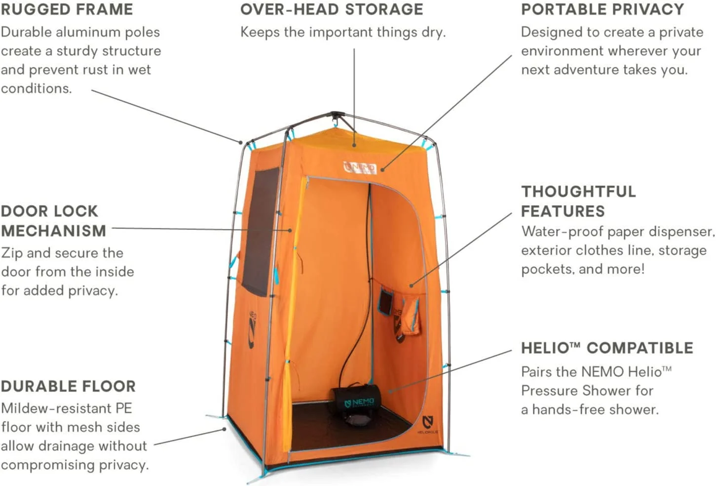 YANPO Heliopolis | Privacy Shelter & Shower Tent, Compatible with Helio Pressure Shower