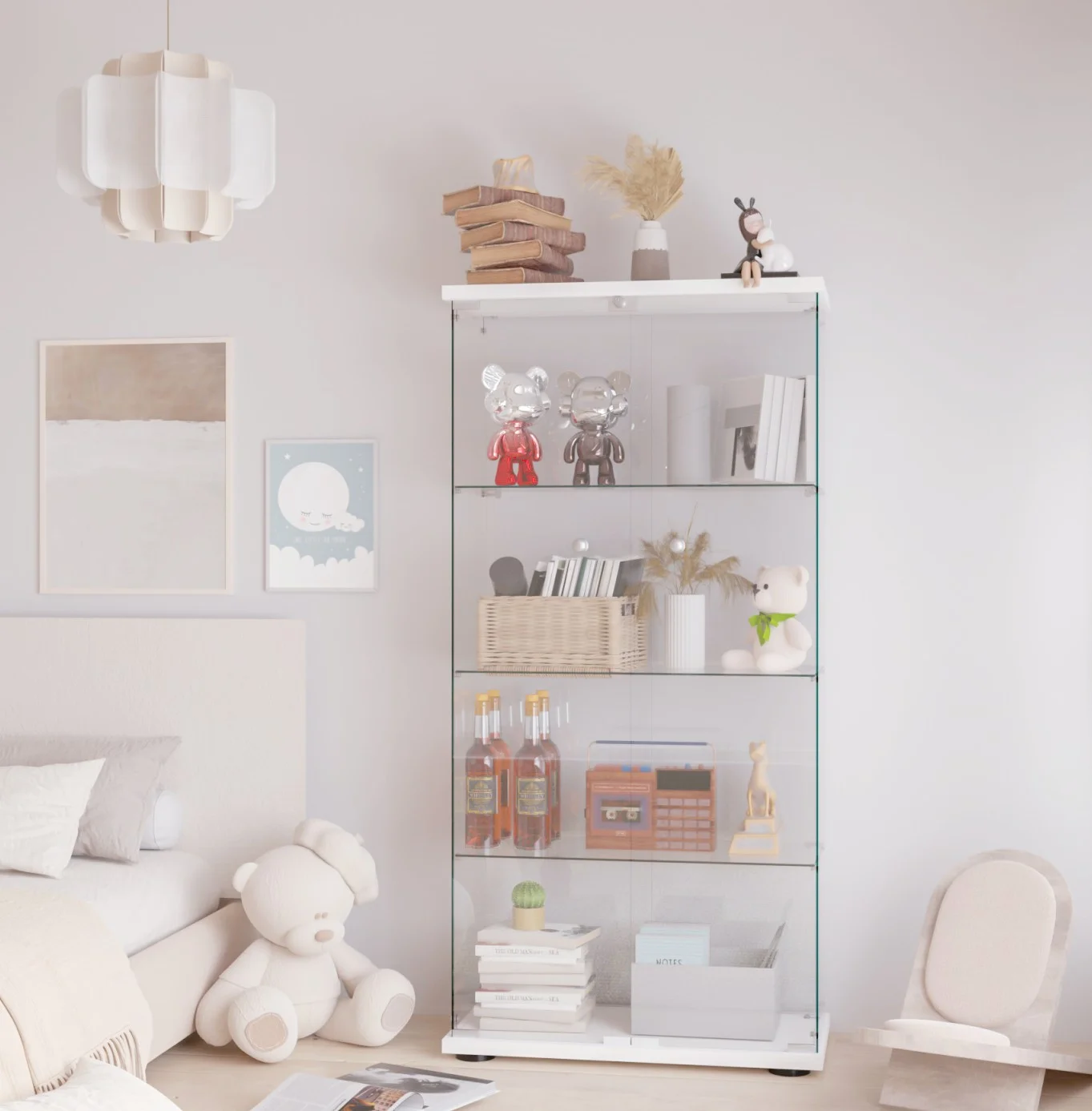 Egles Glass Display Cabinet, 4 Shelves 65