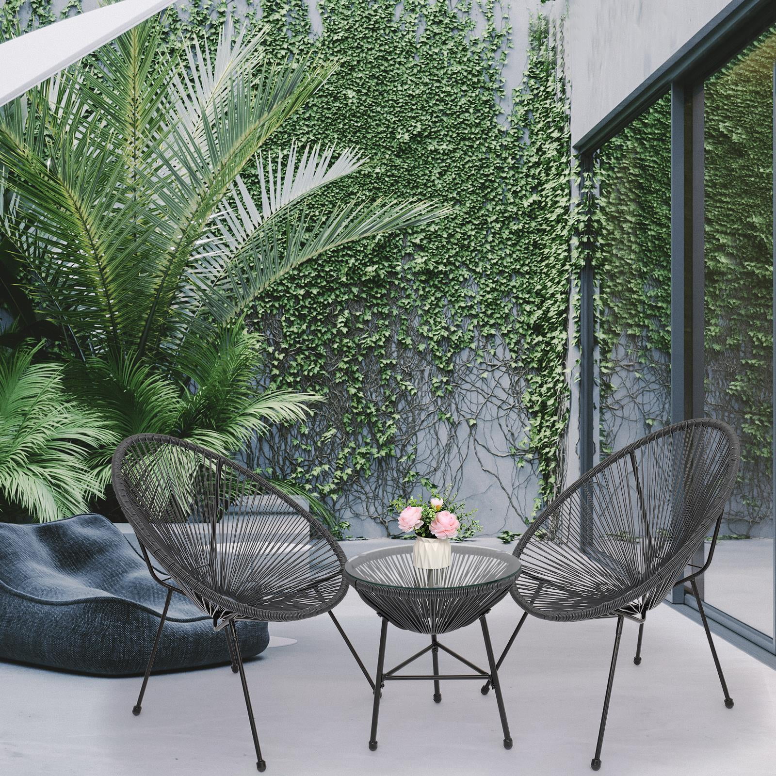 SamyoHome 3-Piece Outdoor Acapulco All-Weather Patio Conversation Bistro Set