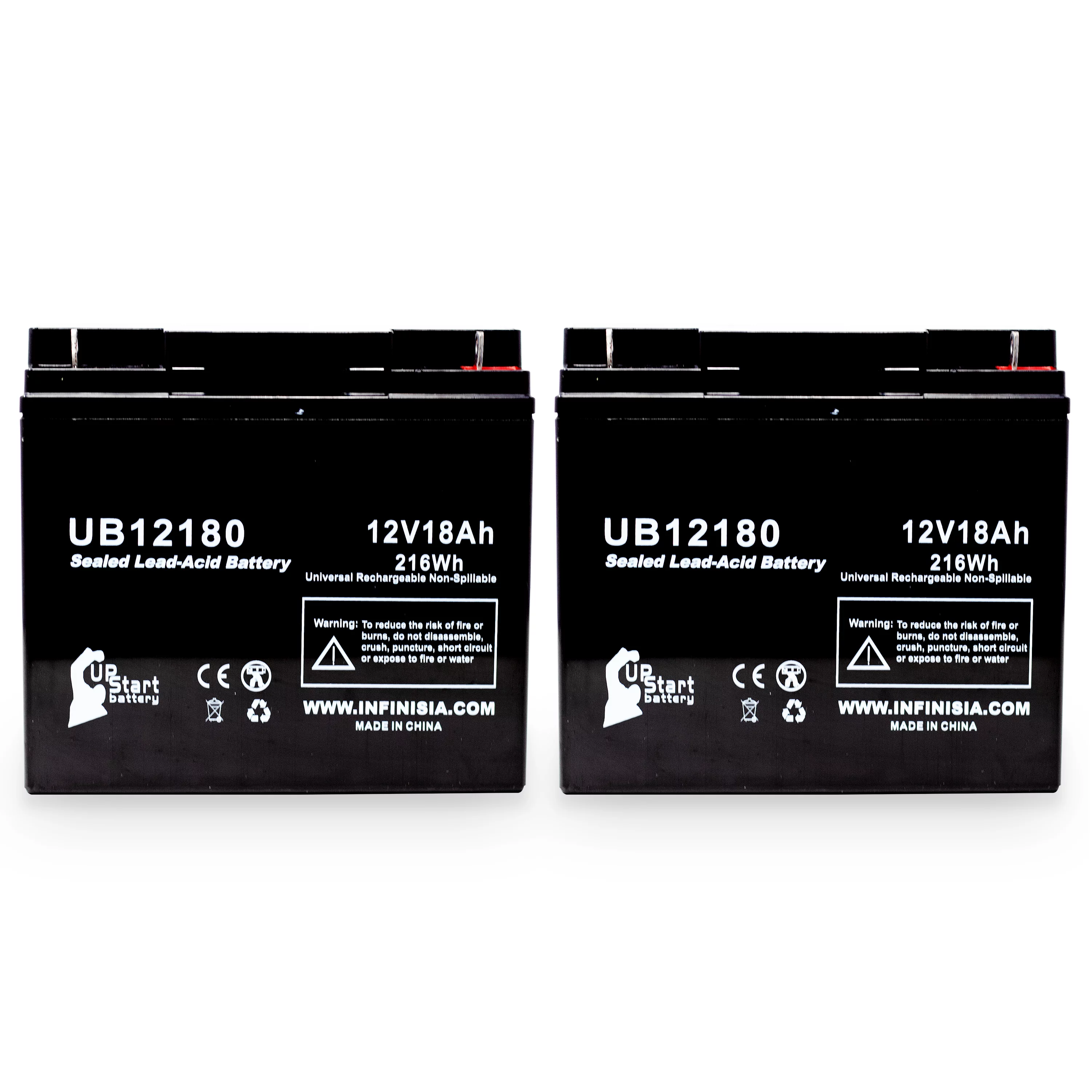 2x Pack - Compatible Golden Technology Alante Jr Battery - Replacement UB12180 Universal Sealed Lead Acid Battery (12V, 18Ah, 18000mAh, T4 Terminal, AGM, SLA)