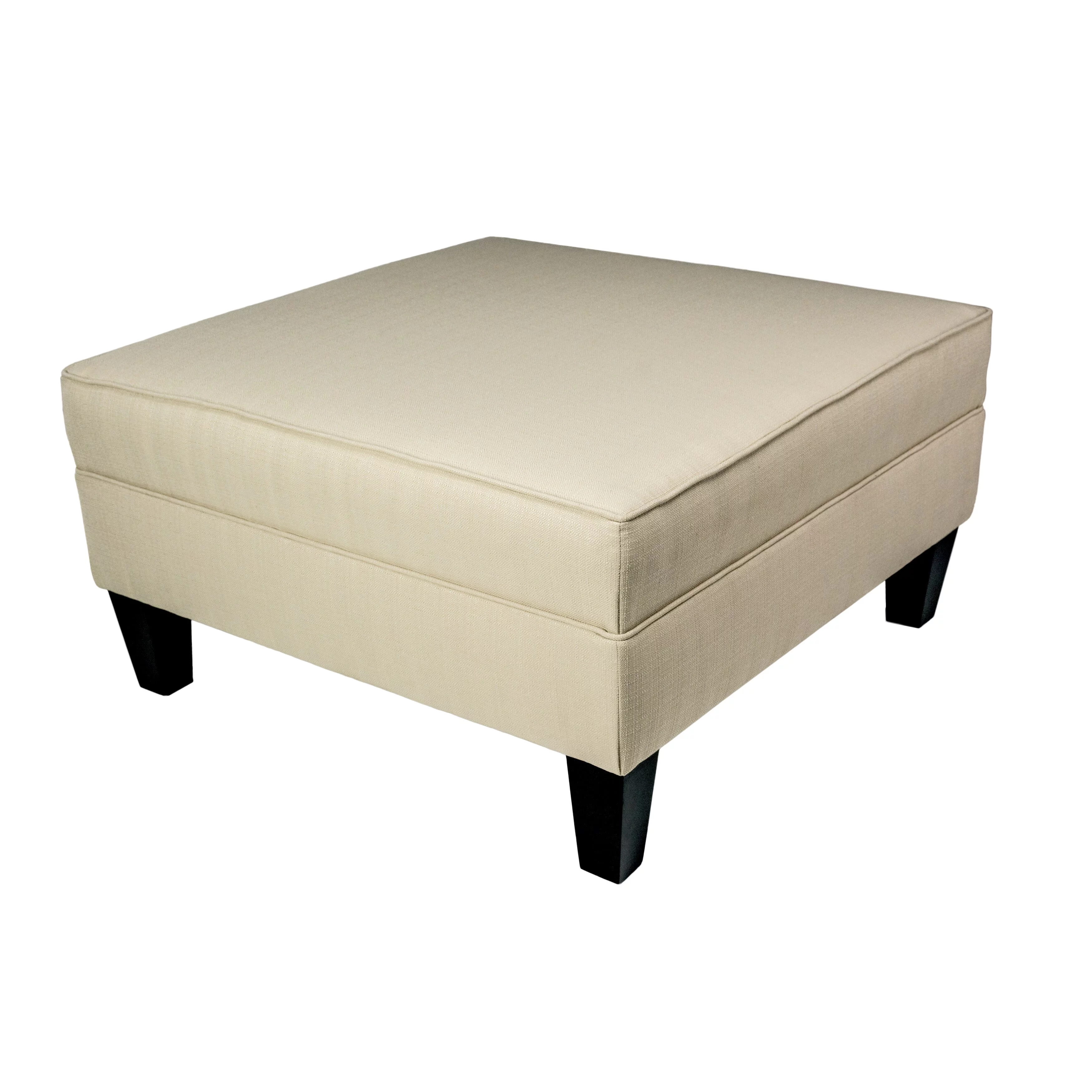 MJL Furniture  Parker Squared Fabric Upholstered Welted Oversized Ottoman Beige
