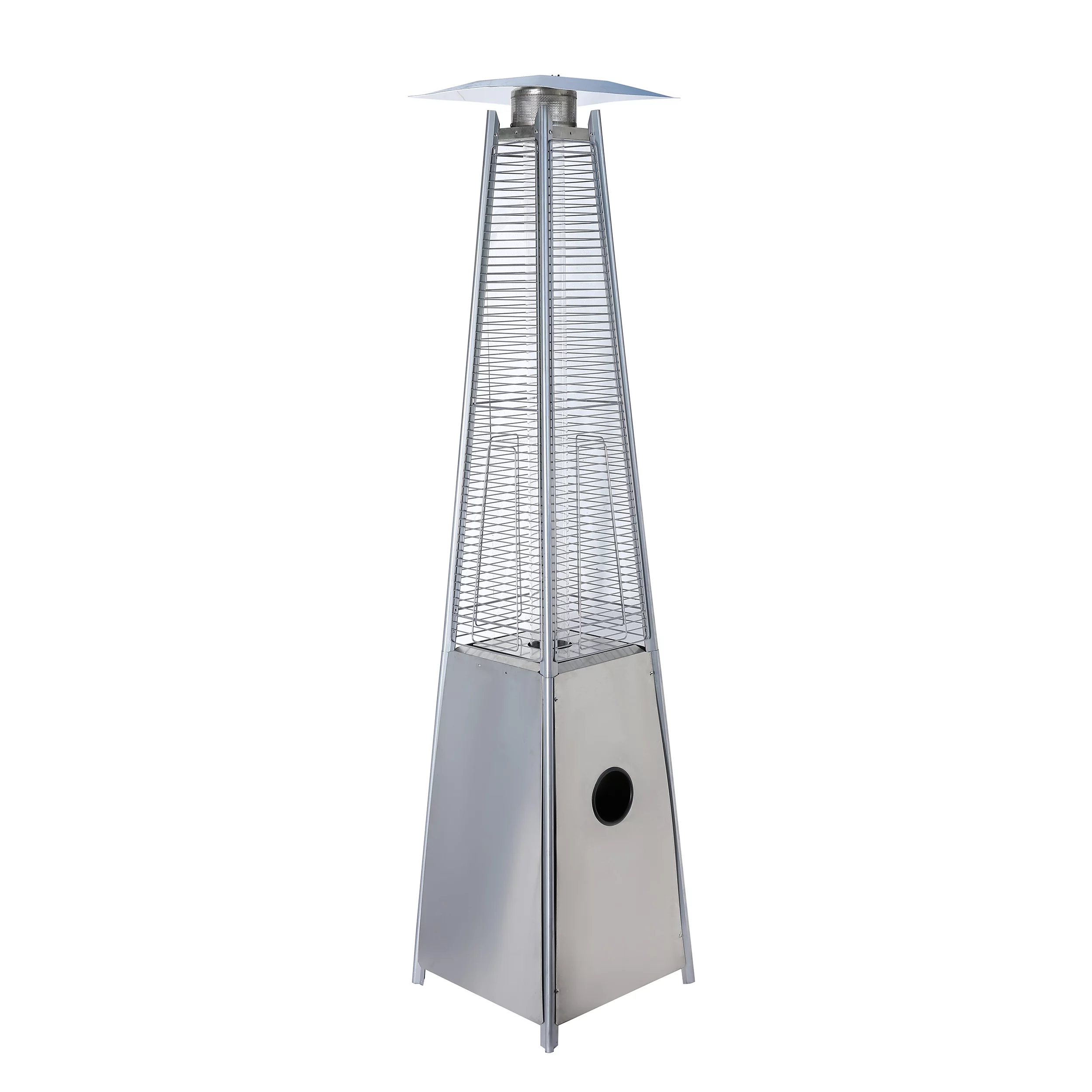 UIXE Outdoor Patio Heater, 40,000 Btu Pyramid Flame Propane Gass Heater w/ Wheels, Stainless Steel Portable Heater, Quartz Glass Tube Propane Heater for Garden Backyard Deck Porch Use