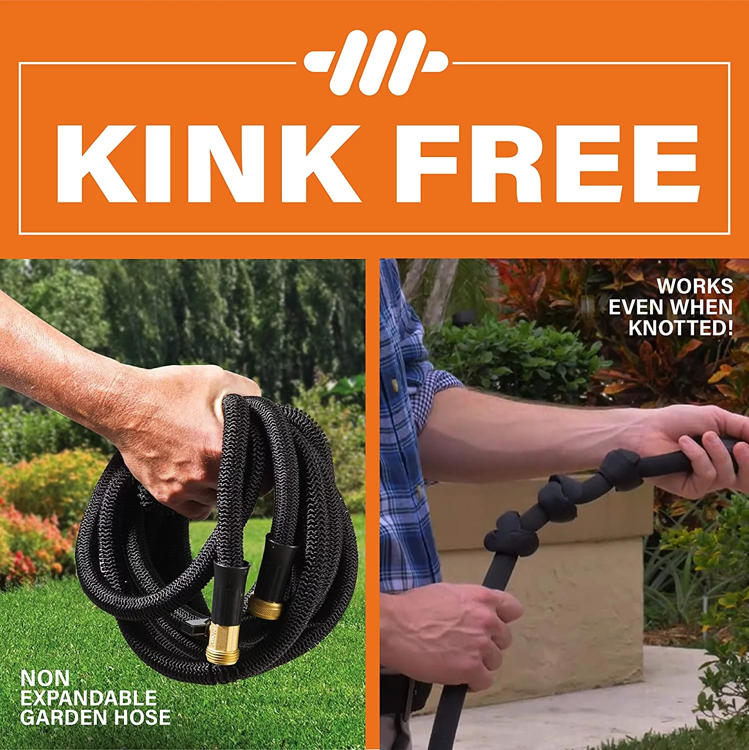 Bionic Flex Pro 25’ Garden Hose Heavy Duty, Lightweight Weatherproof Garden Water Hose, Brass Fittings, Adjustable Brass Spraying and Shooting Nozzle, Kink Free Hose, 500 PSI Tear Resistant- 25ft.