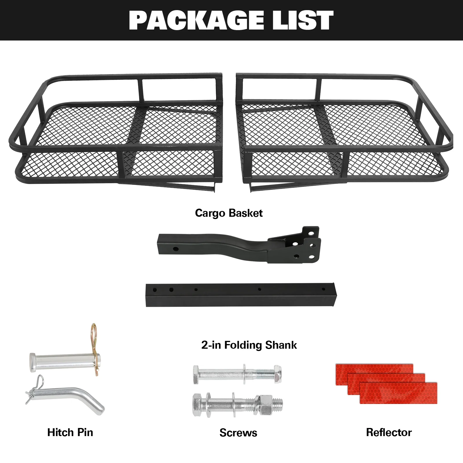WEIZE 60 x 20 x 6 Inch Hitch Cargo Carrier, 500 Lbs Heavy Duty Capacity Foldable Cargo Rack Basket with 2