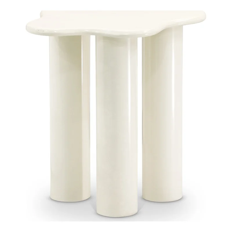Meridian Furniture Romaine Contemporary Metal Cream End Table