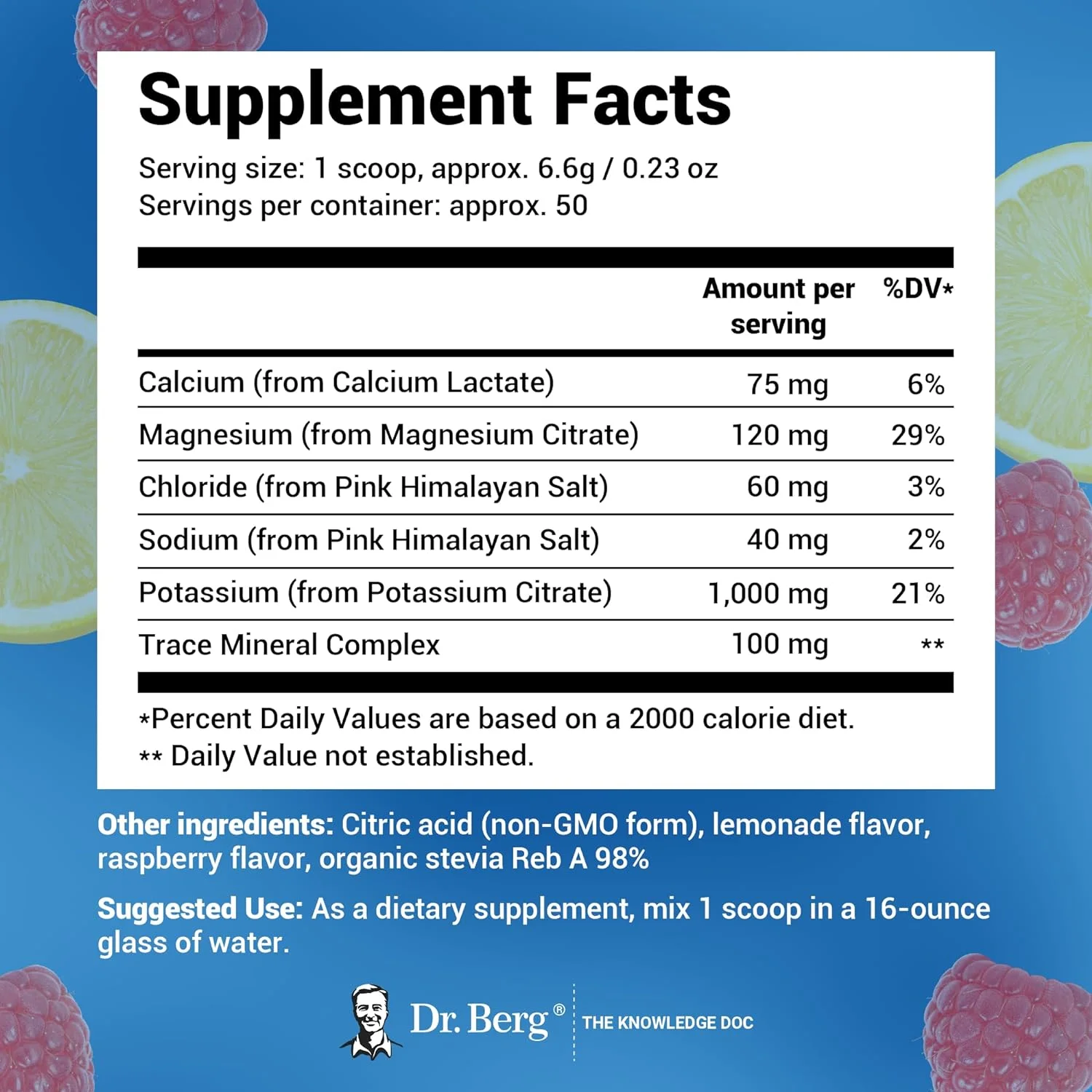 Zero Sugar Hydration Keto Electrolyte Powder - Enhanced w/ 1,000mg of Potassium & Real Pink Himalayan Salt (NOT Table Salt) - Raspberry & Lemon Hydration Drink Supplement - 50 Servings 3 Pack