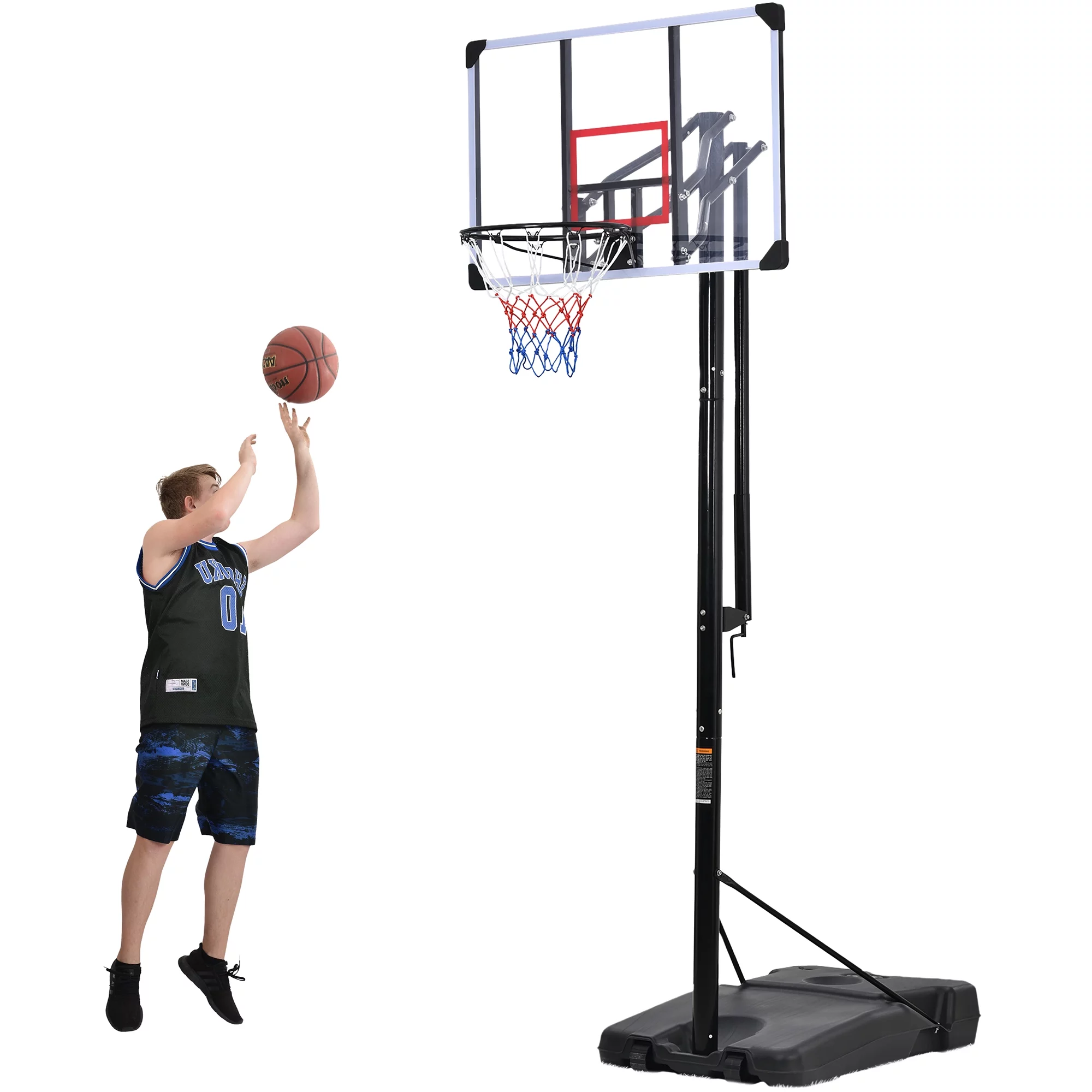 Basketball Hoop & Goal with Vertical Jump Measurement, Outdoor Basketball System with 7.5-10ft Height Adjustment in 44'' Backboard Portable Basketball Height-Adjustable Hoop System