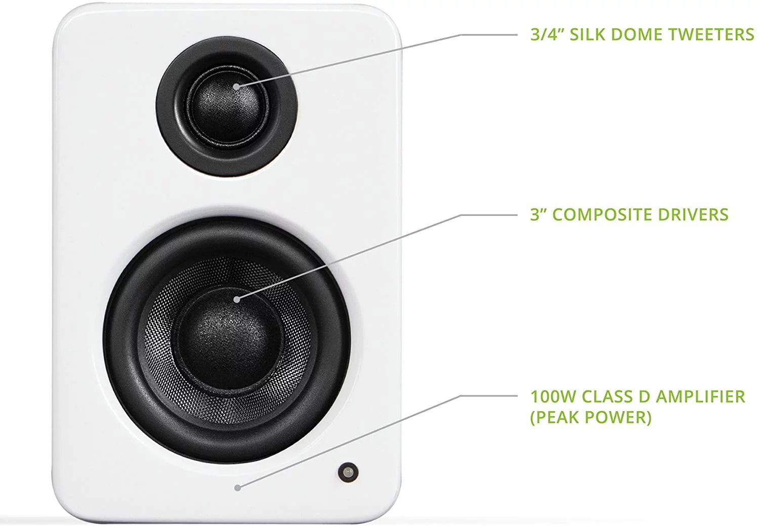 Kanto YU2 100W PC Gaming Desktop Speakers - Matte White (Pair) with Kanto S2W Angled Desktop Speaker Stands - White (Pair) (2022)