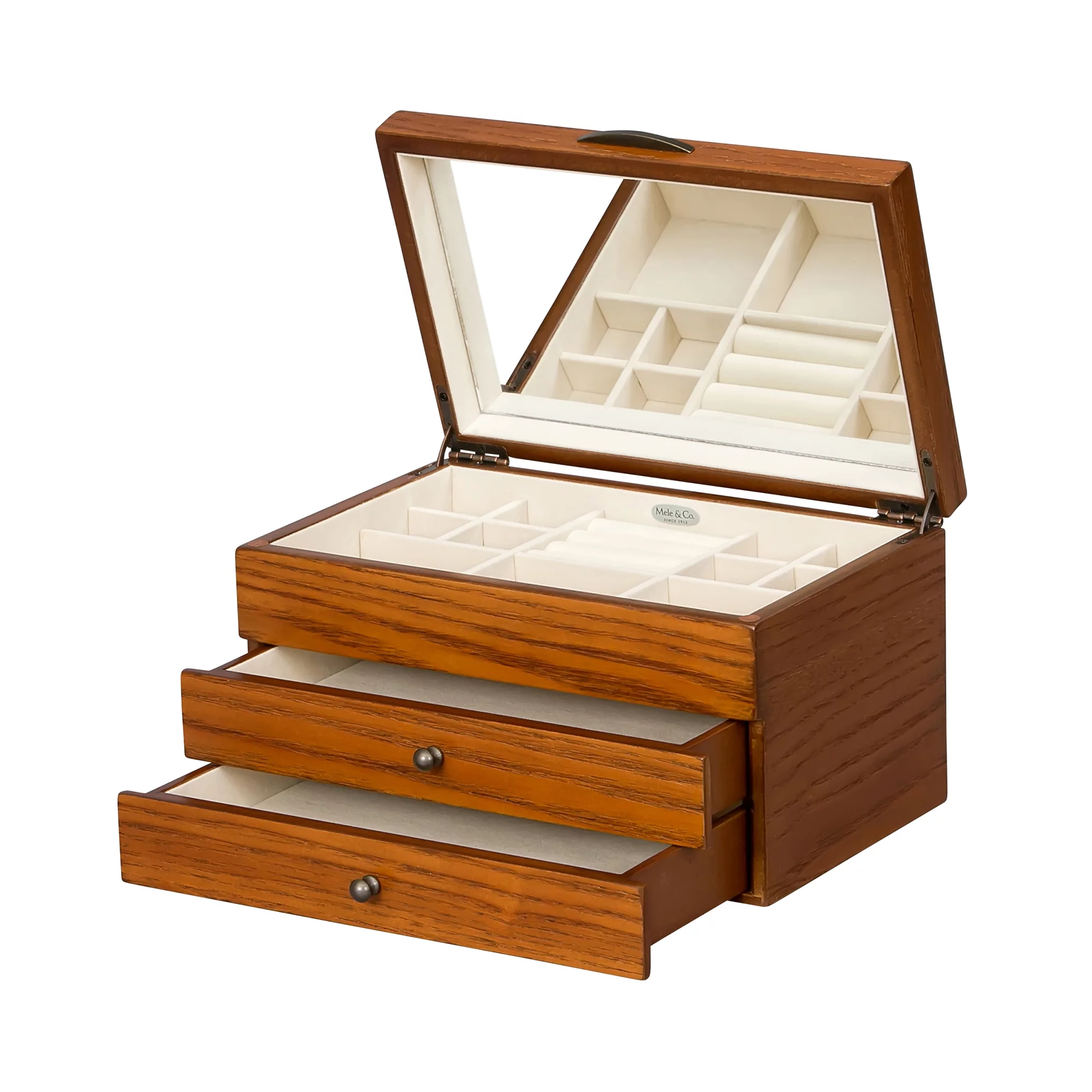 Mele & Co. Selma Wooden Jewelry Box in Walnut Finish