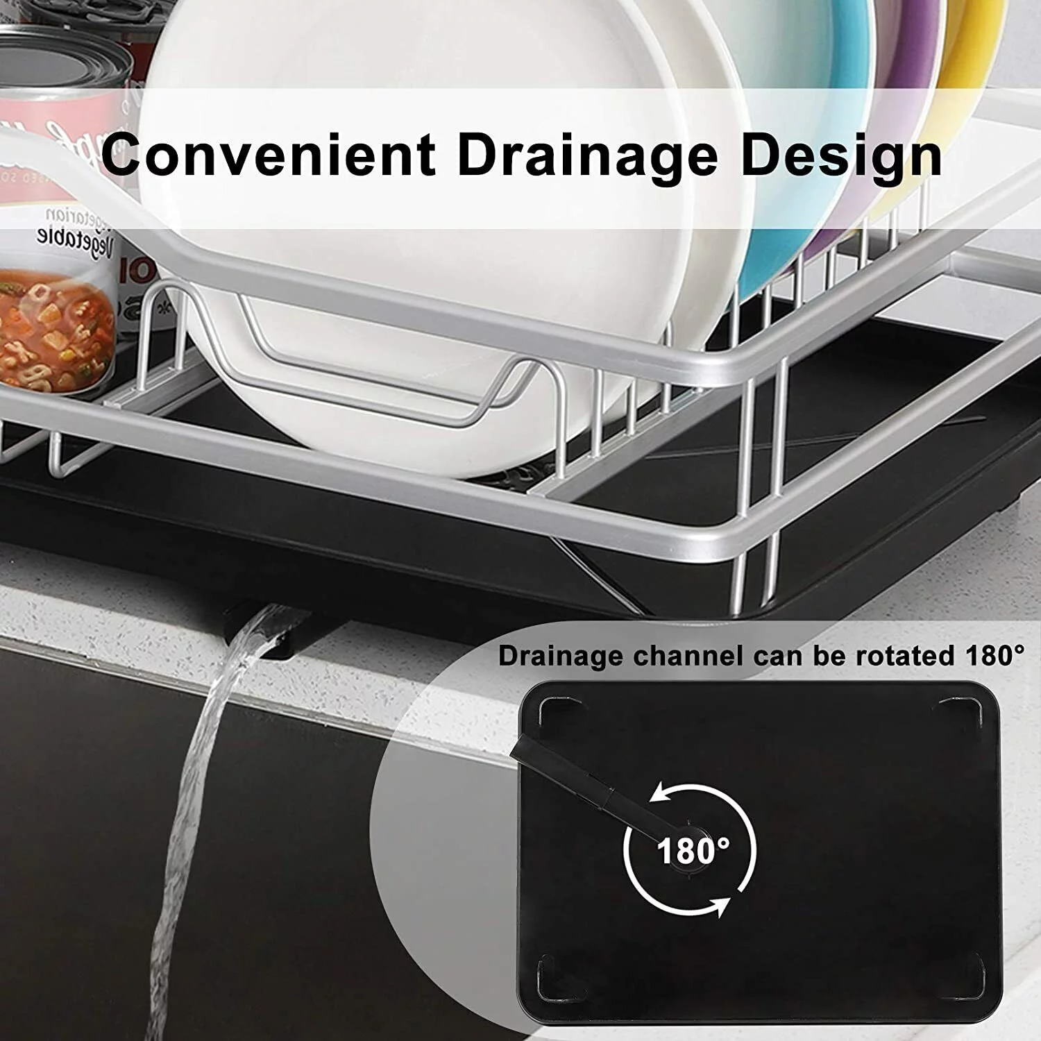 2Tier Aluminum Kitchen Steel Over Sink Dish Drying Rack w/Cutlery Holder Drainer