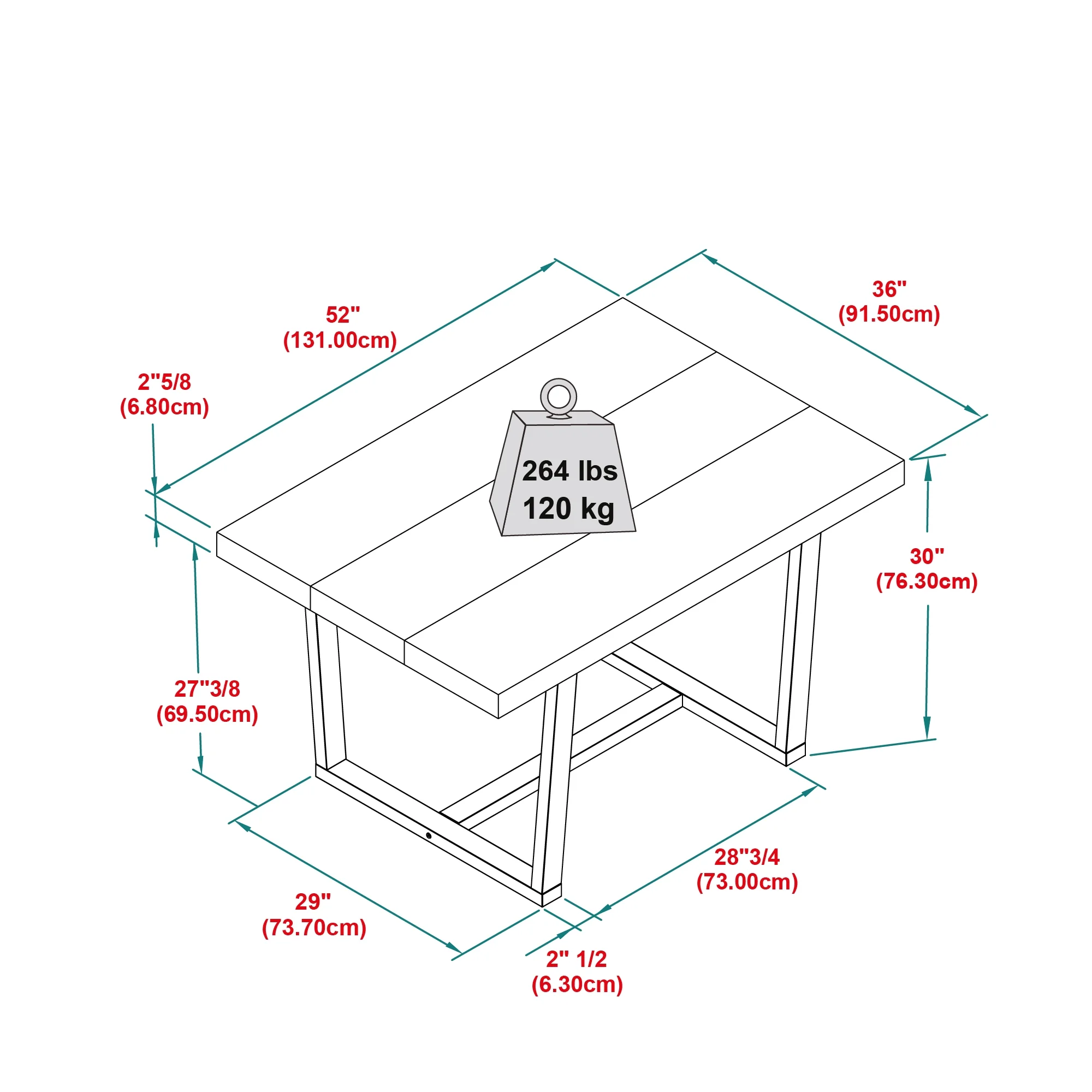 Walker Edison Rustic Distressed Solid Wood Dining Table, Rustic Oak