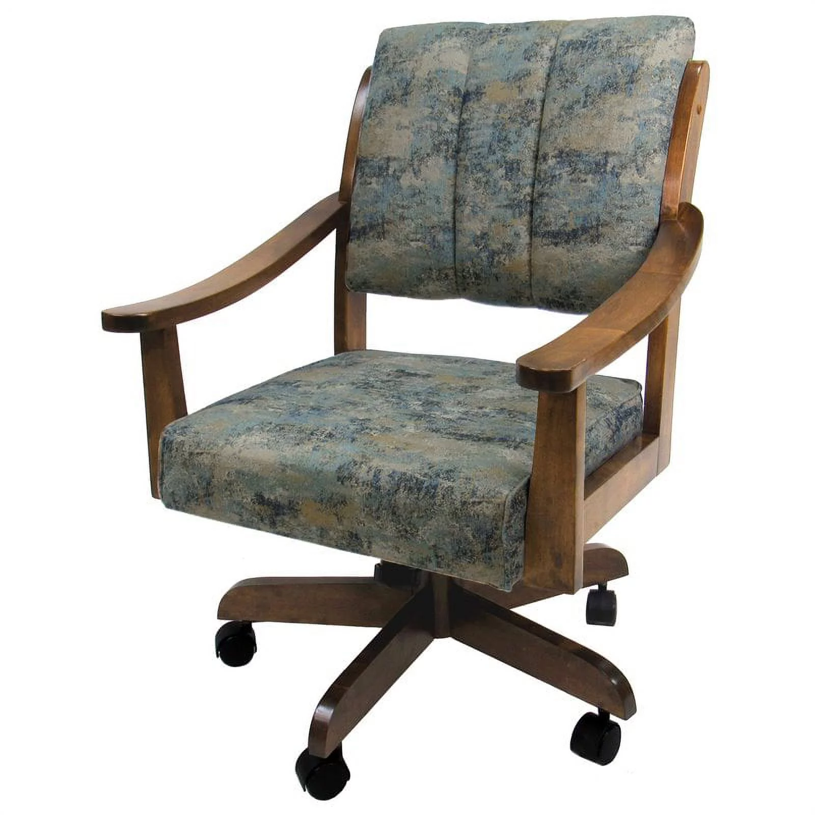 Pemberly Row Swivel Wood Dining Caster Chair Casa in Poet Sky Blue - Brown