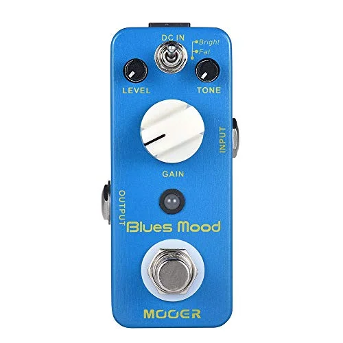 MOOER Blue Mood Blues Style Overdrive Guitar Effect Pedal 2 Modes(Bright/Fat) True Bypass Full Metal Shell
