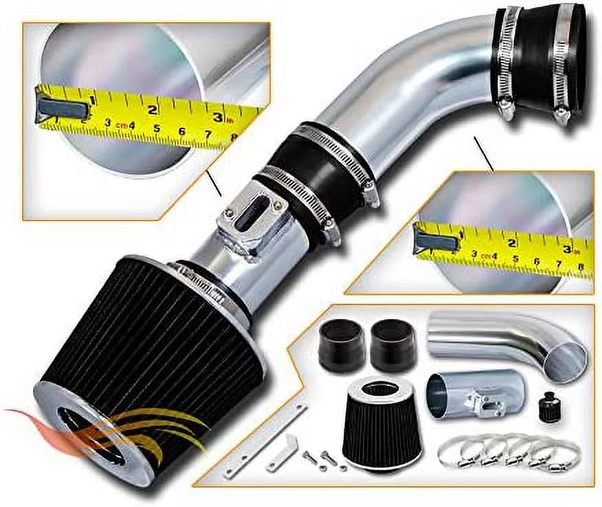 Rtunes Racing Short Ram Air Intake Kit + Filter Combo BLACK Compatible For 08-12 Colorado 2.9L L4/3.7L L5