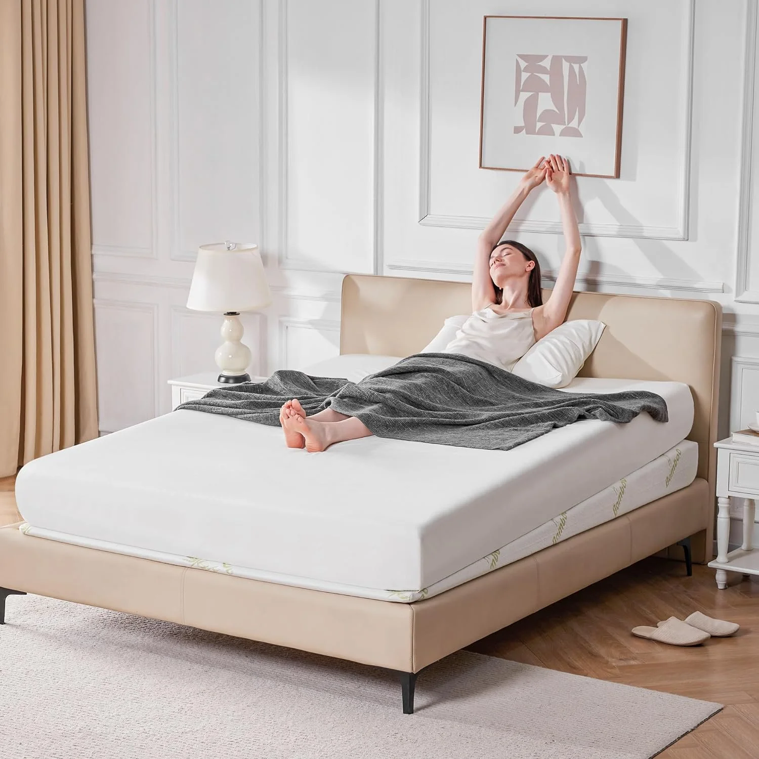 YILAN Bed Wedge Mattress Elevator 7-Inch Inclined Mattress Topper for Acid Reflux, GERD, Snoring, Neck & Back Pain, Under Bed Foam Matress Support with Washable Cover & Non-Slip Bottom (Queen)