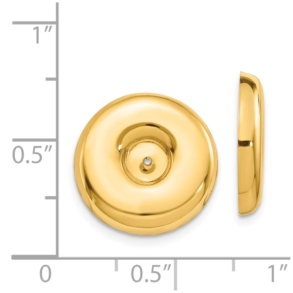 14k Yellow Gold Polished Round Fancy Earring Jackets 17x17 mm