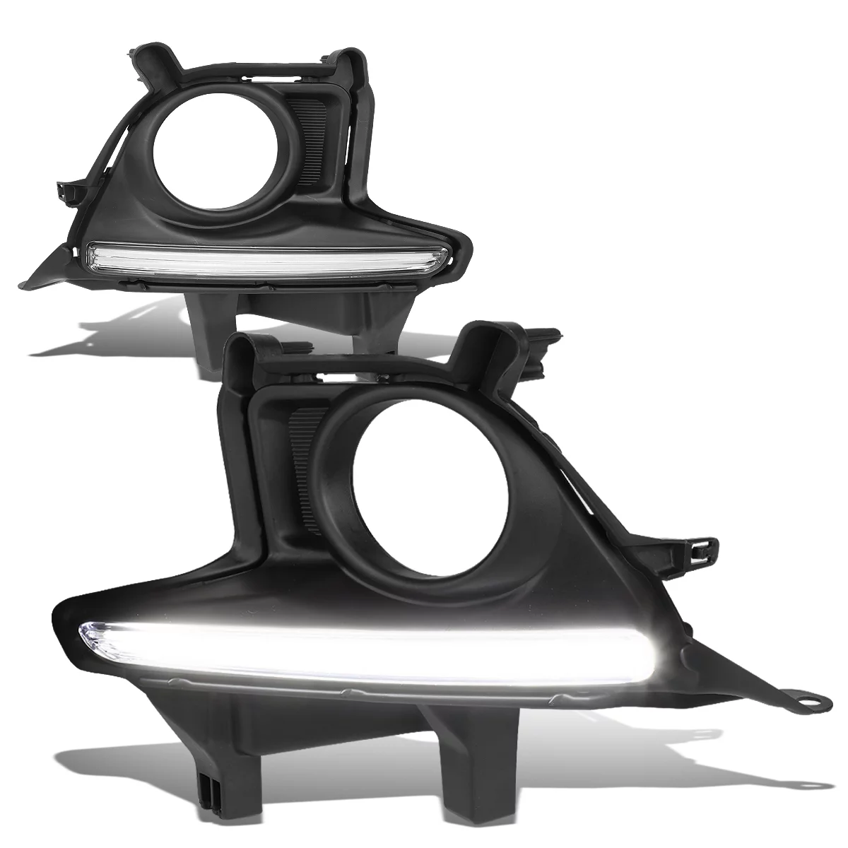 DNA Motoring FL-ZTL-246-CH For 2014 to 2016 Toyota Highlander Driving Fog Light Bumper LED DRL Bezel Cover +Wiring Harness (Black Bezel Clear Lens) XU50