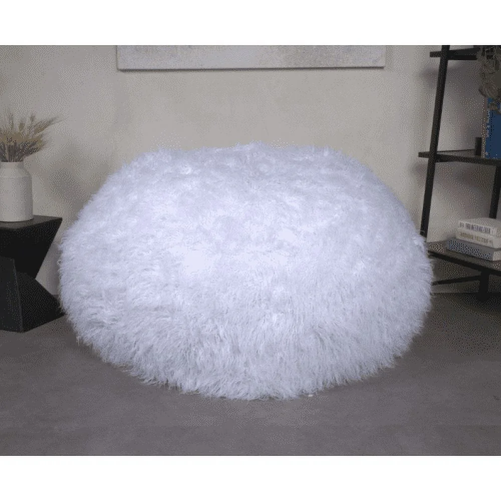 JHOOTUUO Mahin 5 Foot Rounded Faux Fur Bean Bag  Lavender