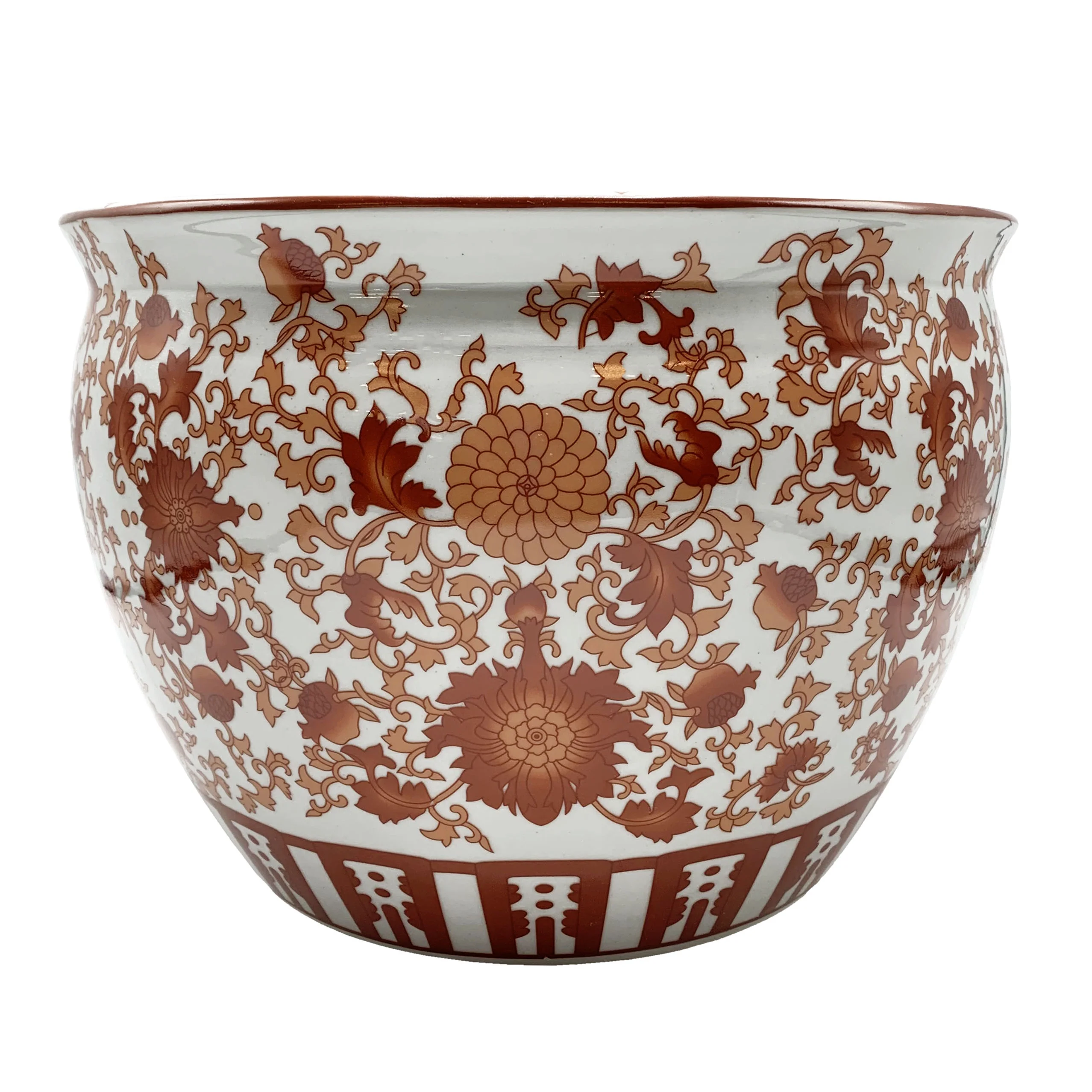 Oriental Fish Bowl Red Coral Pattern (10