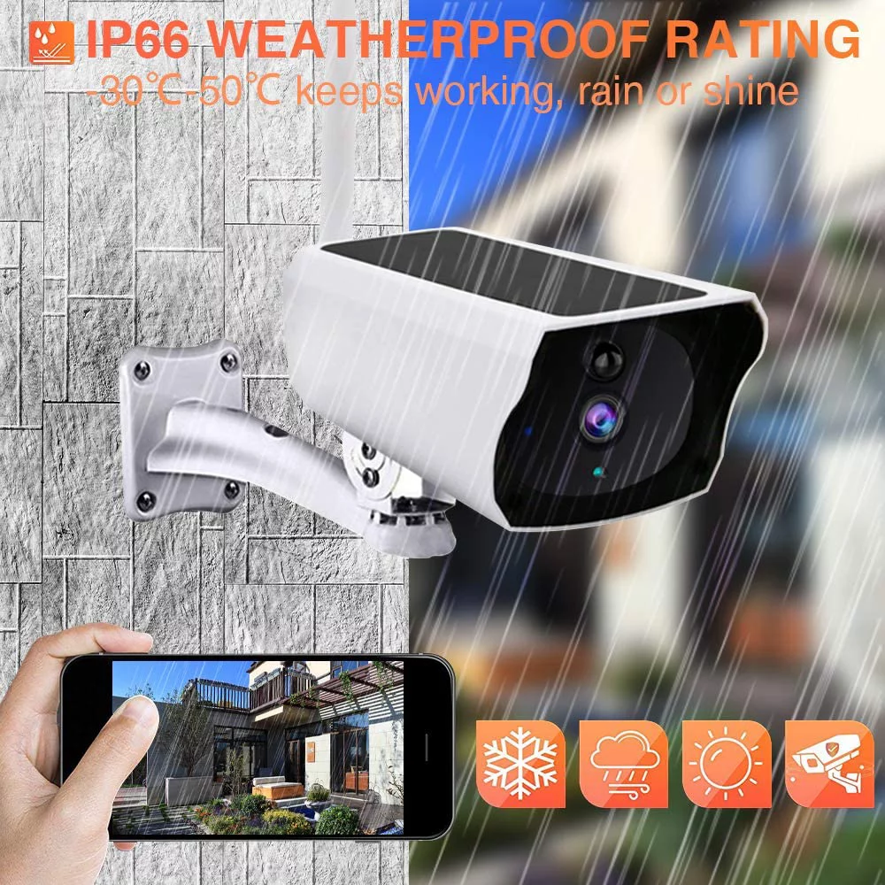 Outdoor Solar Powered Security Camera Wireless Wi-Fi IP Camera 1080P HD IP66 Waterproof Night Vision Two Way Audio PTZ Motion Detection Alert Home Security Surveillance Camera