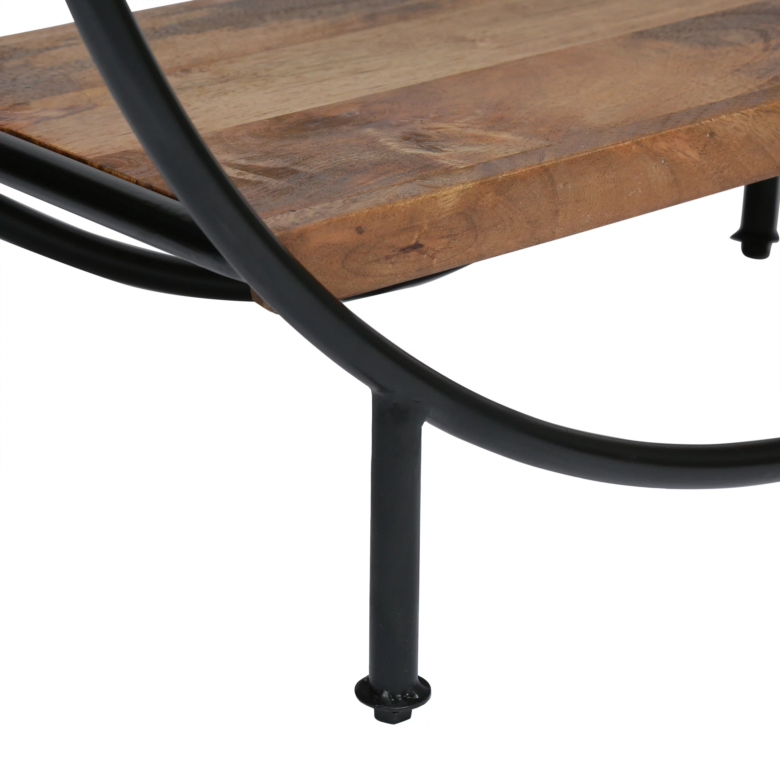 Noble House Arcola Mango Wood Handcrafted Circular Shelf, Natural and Black