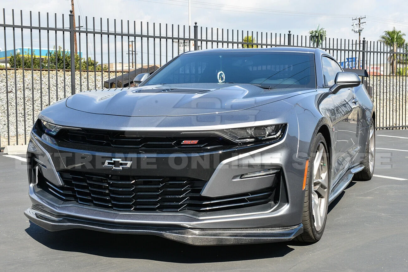 Replacement for 2016-2018 Chevrolet Camaro | EOS T6 Style Add-On Bottom Line Side Skirts Rocker Panel Extension Pair (ABS Plastic - Primer Black)&nbsp;