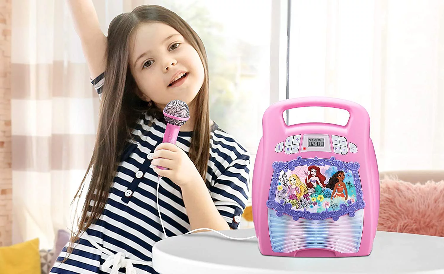 Disney Princess Karaoke Machine for Kids with Microphone and Bluetooth Speaker