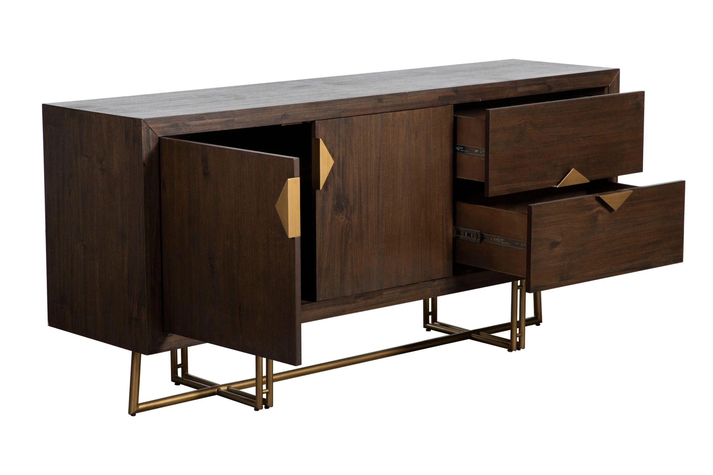 Acacia Solid Wood & Brass Buffet Modrest Patty VIG Mid-century Modern