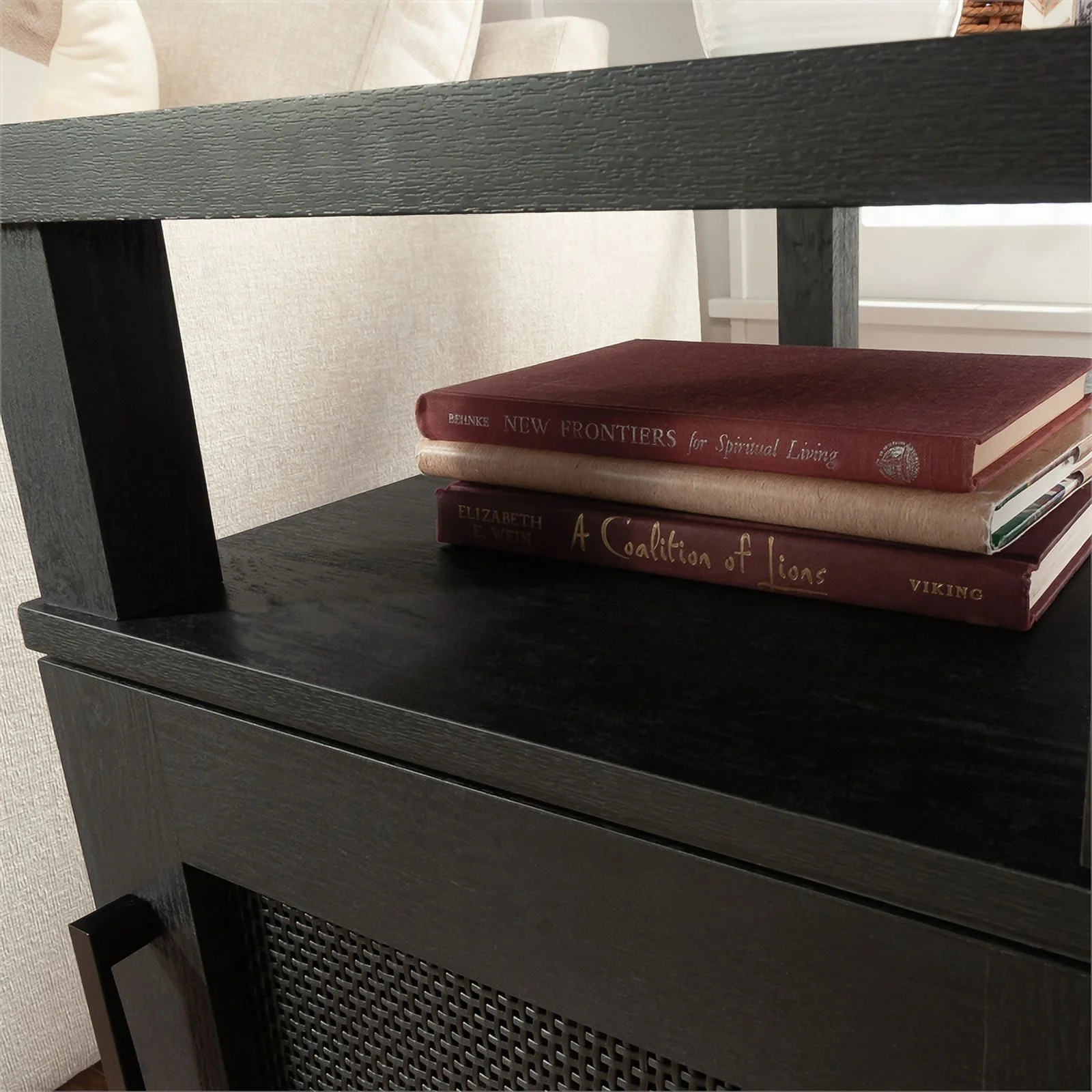 Pemberly Row Engineered Wood Recliner Table in Raven Oak Finish